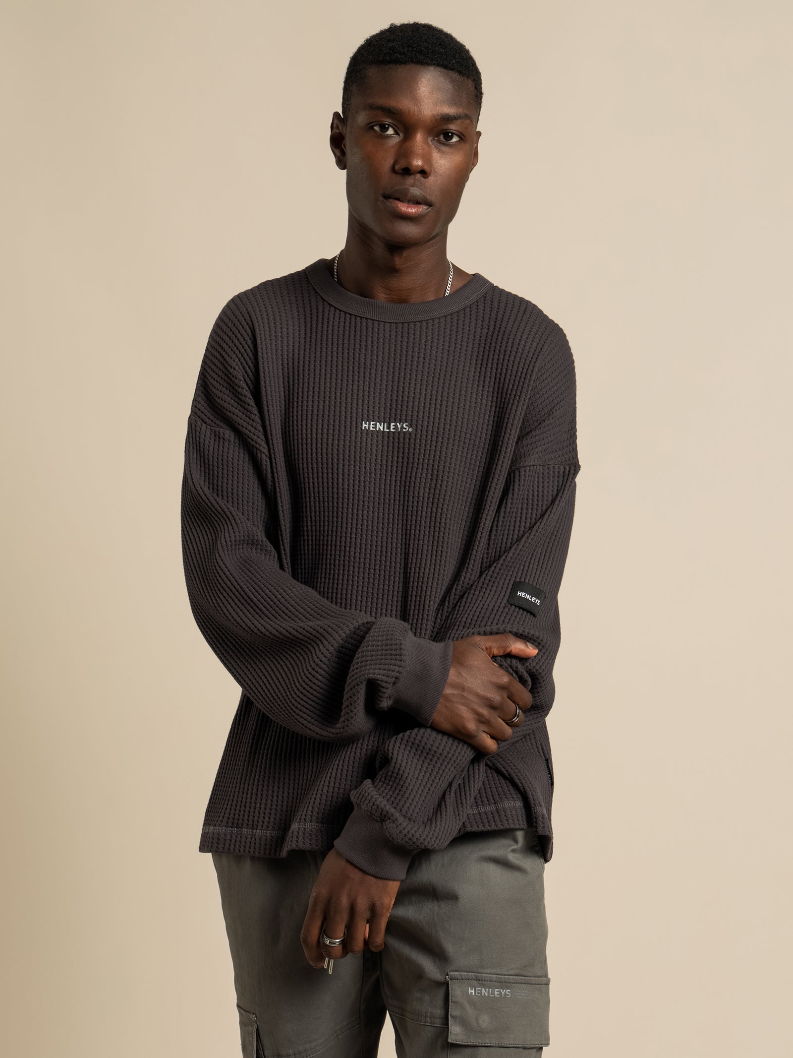 Alltime Waffle Long Sleeve in Washed Black