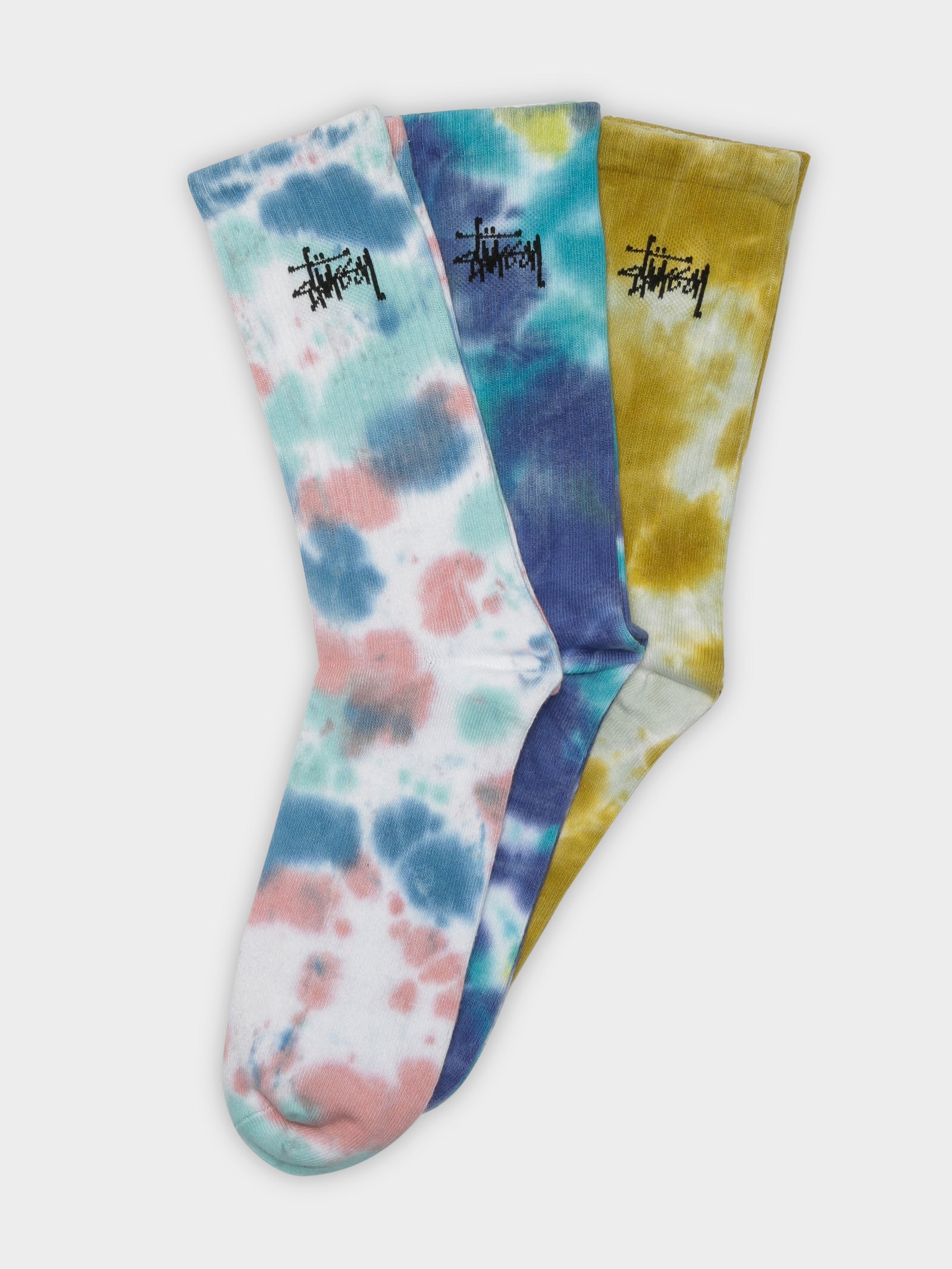 3 Pairs of Graffiti Crew Socks in Bright Tie Dye