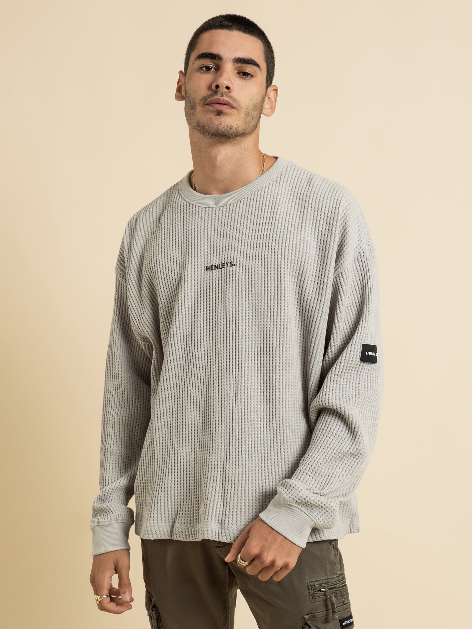 Alltime Waffle Long Sleeve Top in Mist