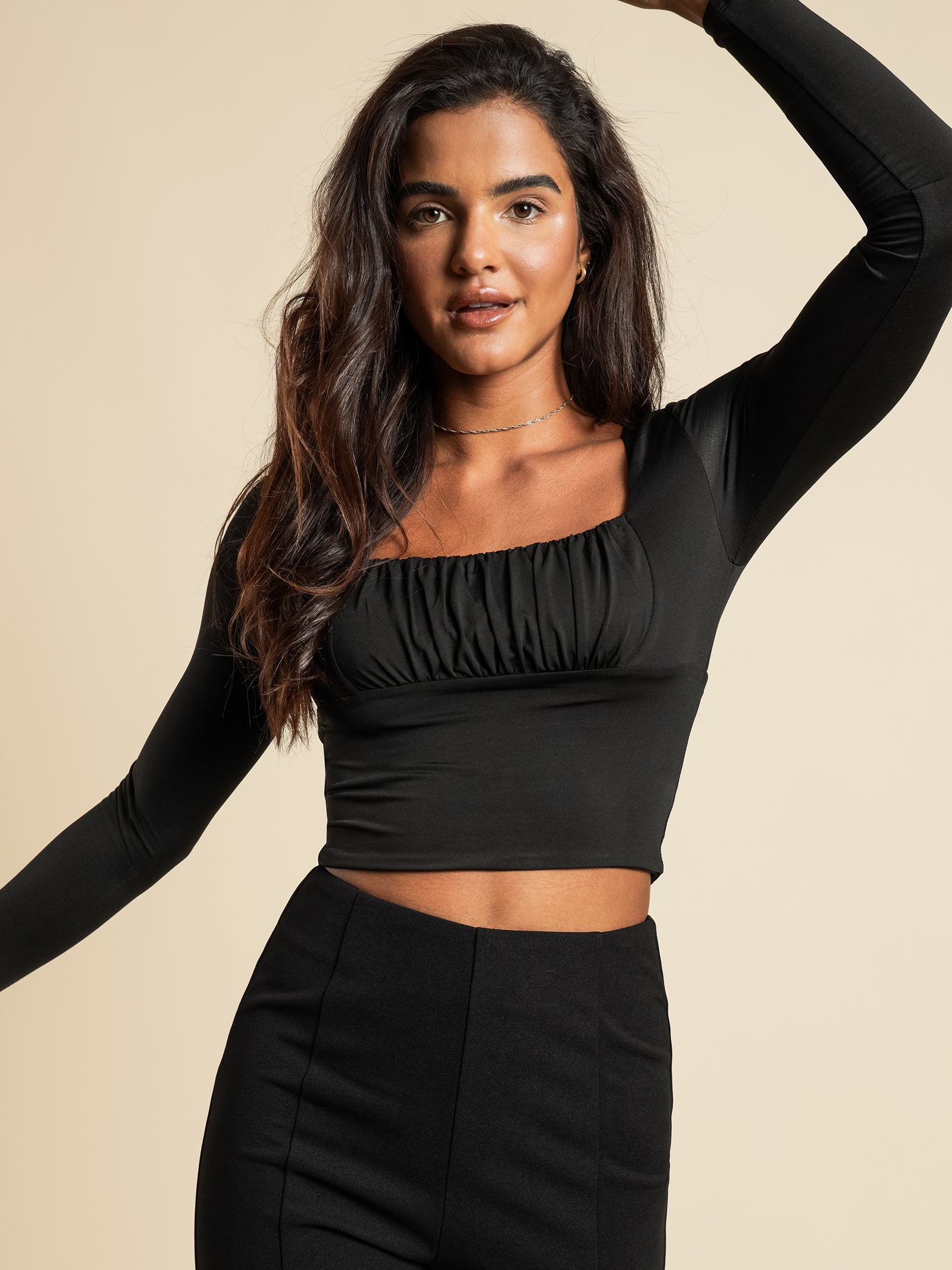 Adina Long Sleeve Top in Black