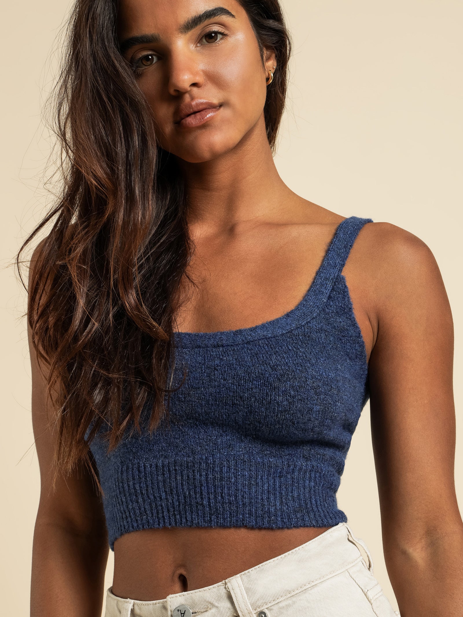 Heather Knit Cami in Blue Glue Store