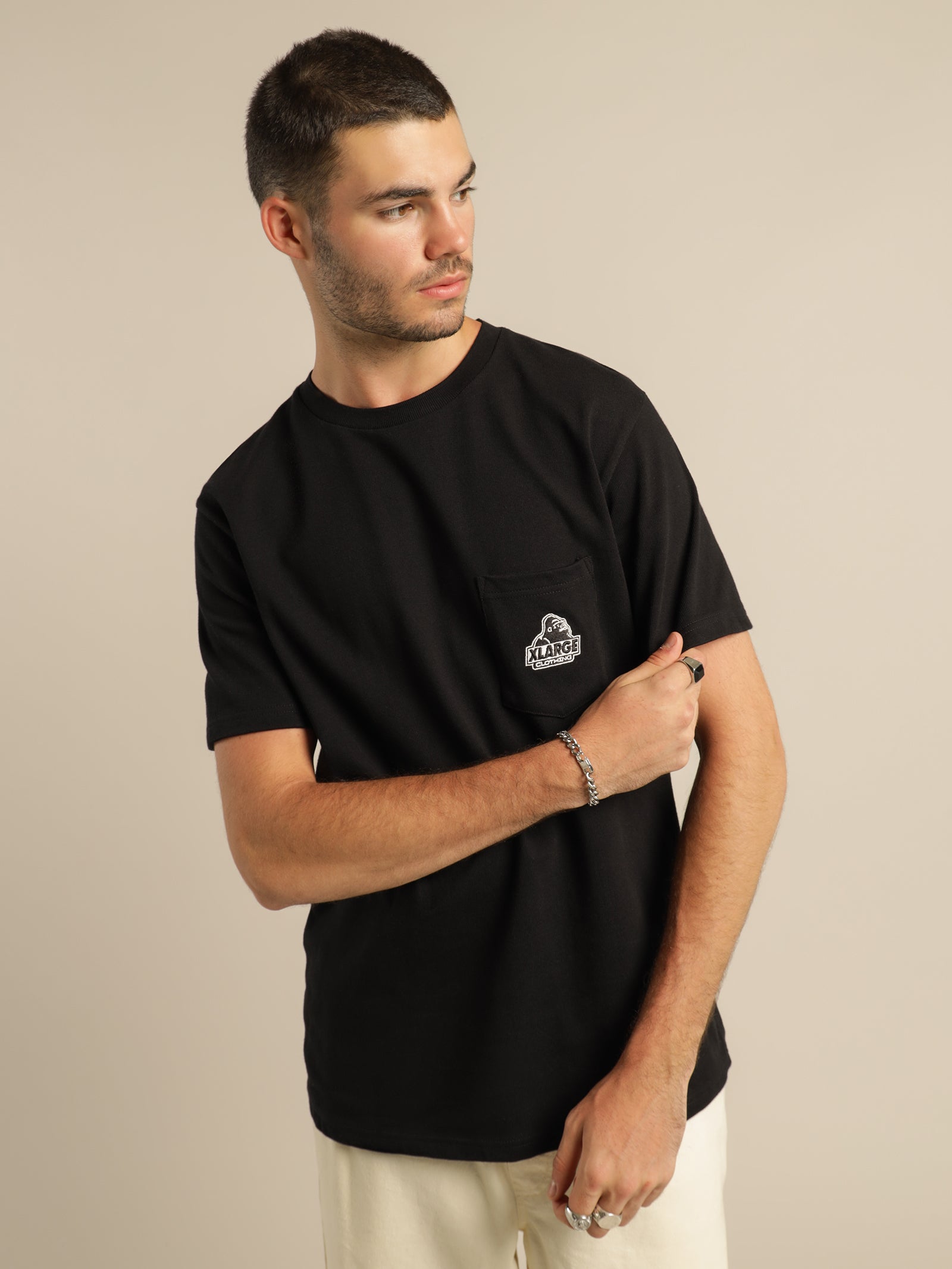 91 Slanted Pocket T-Shirt in Black