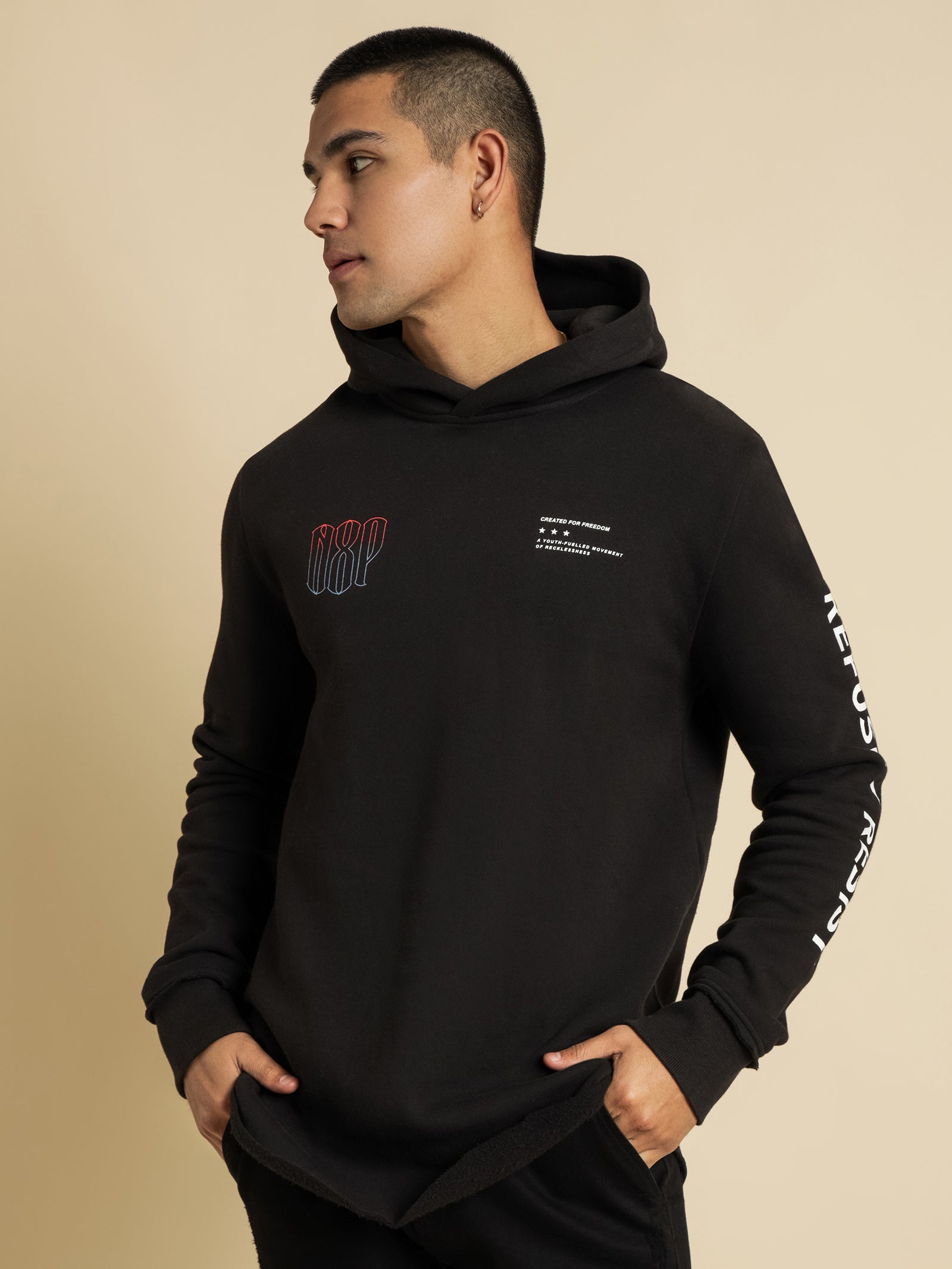 Agony Hoodie in Jet Black