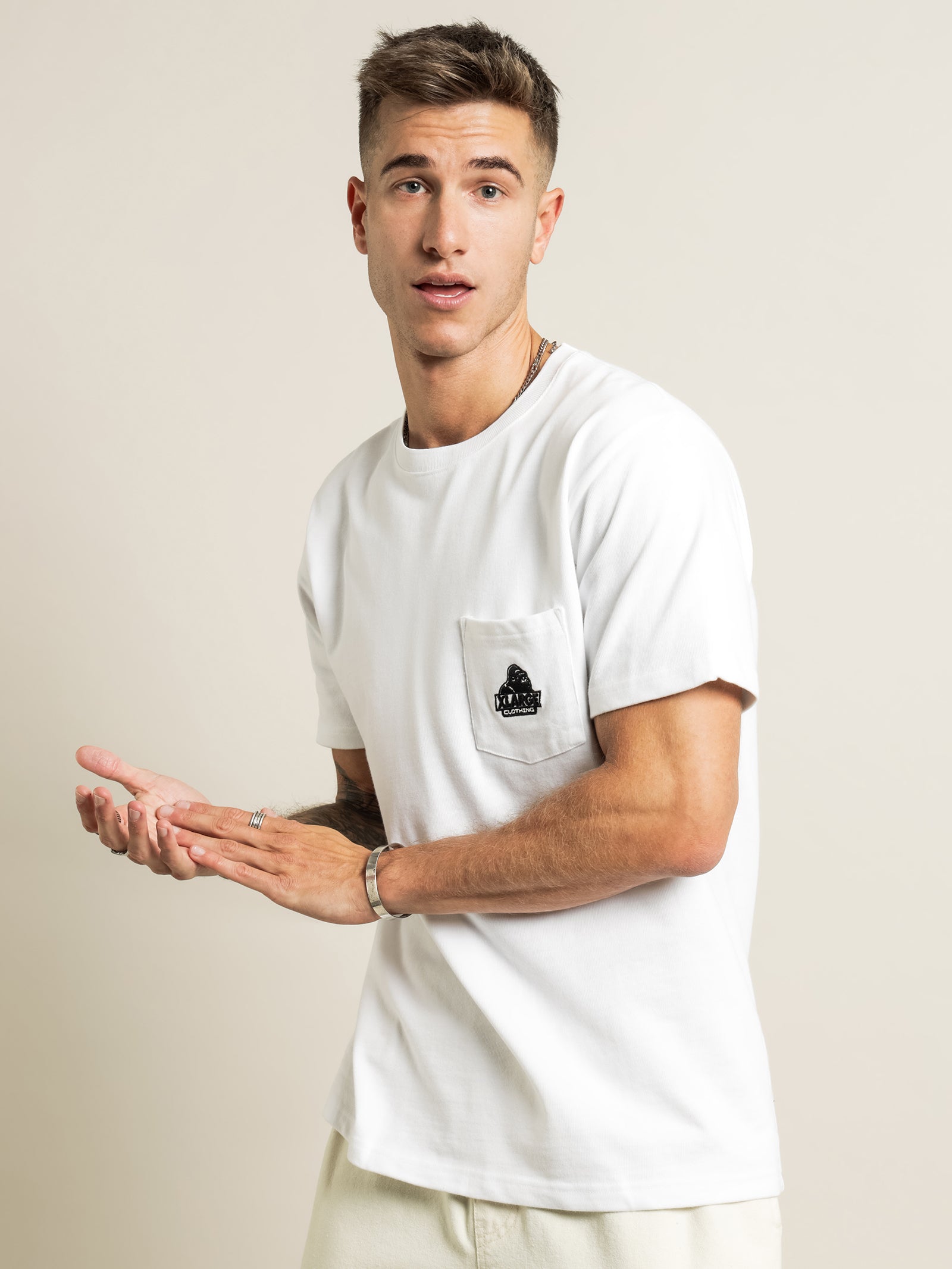 91 Short Sleeve Pocket T-Shirt in White