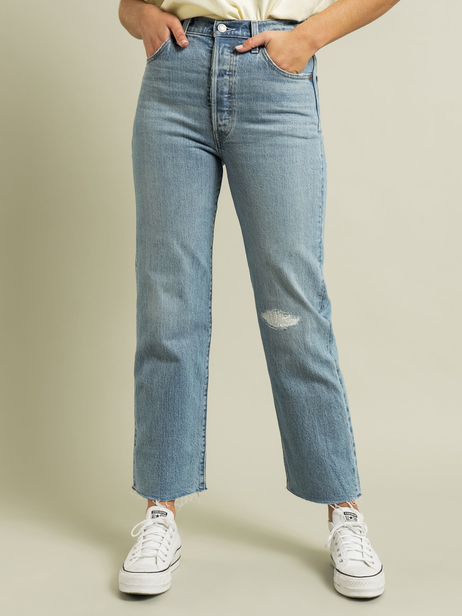 ribcage straight ankle corduroy pants