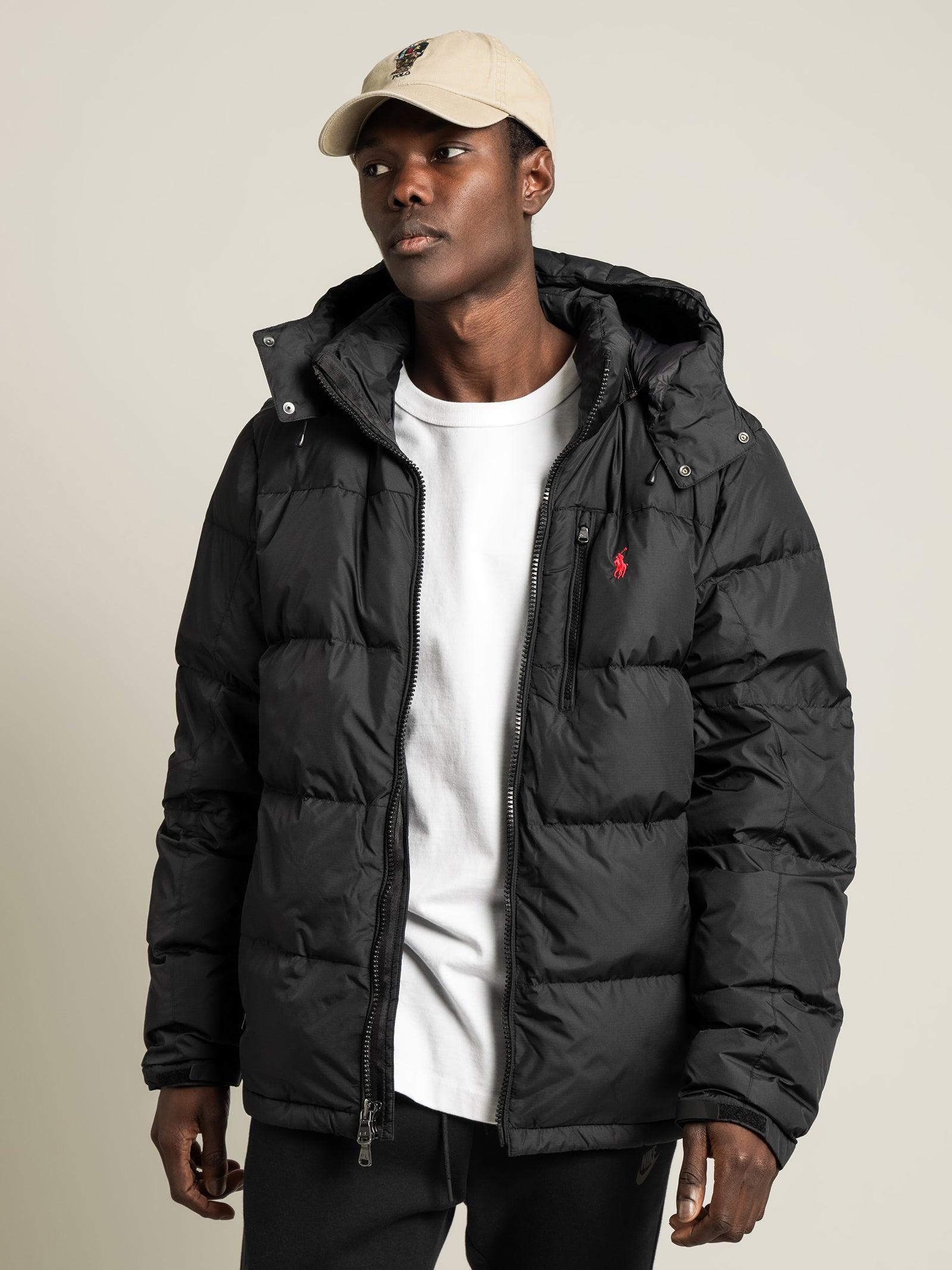 Zip Up Padded Puffer Jacket in Black - Glue Store