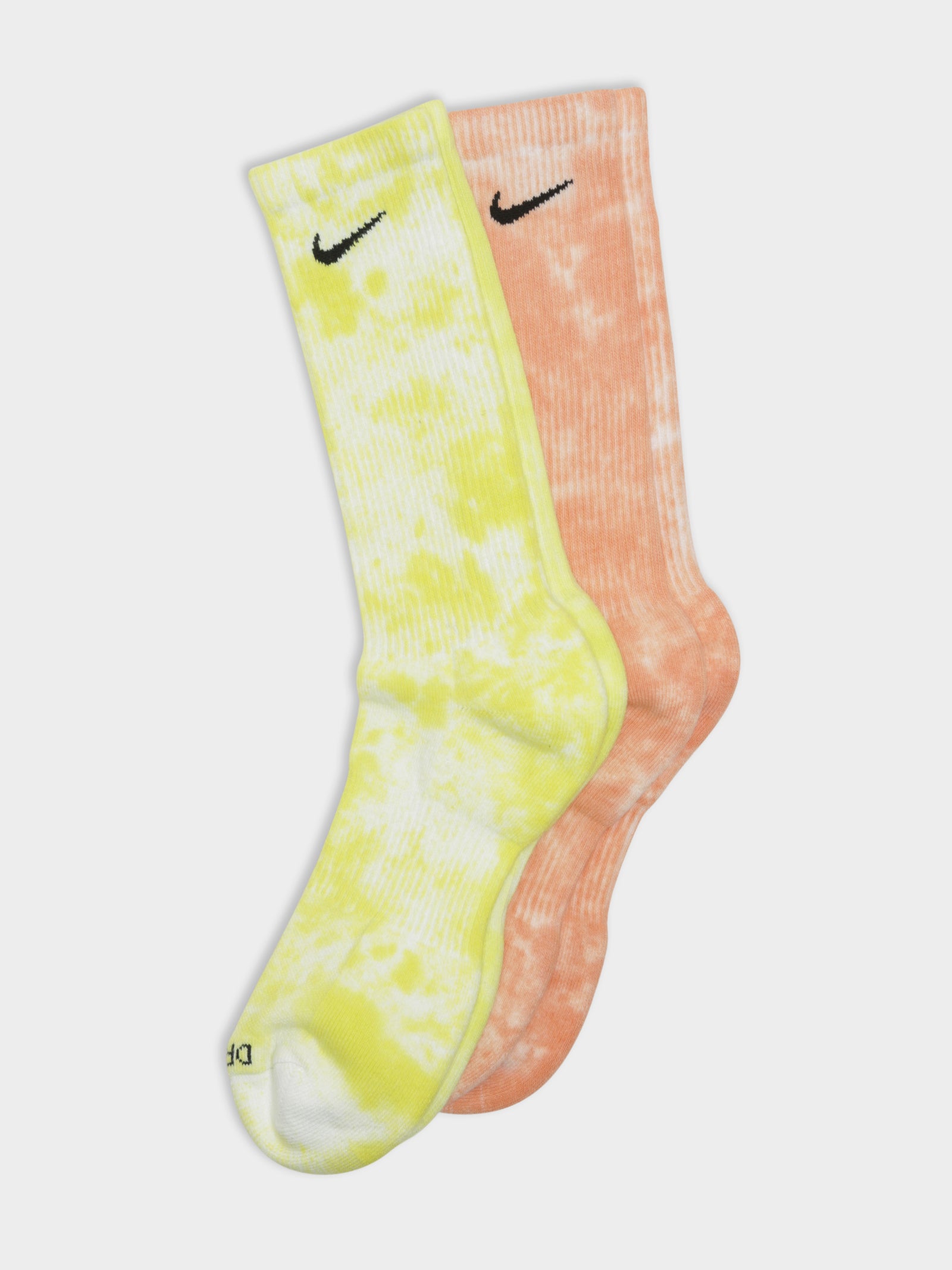 2 Pairs of Everyday Plus Crew Socks in Orange & Yellow Tie Dye