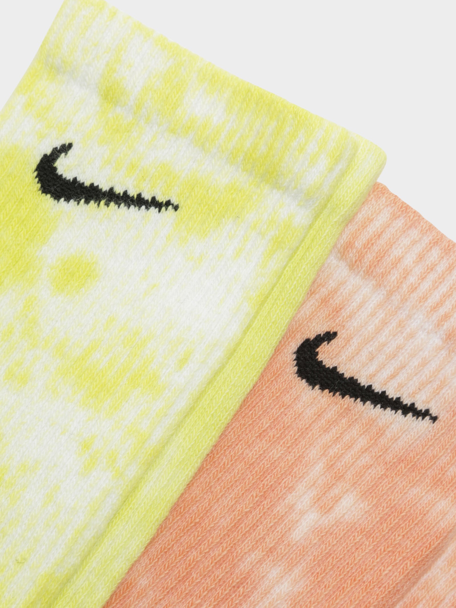 2 Pairs of Everyday Plus Crew Socks in Orange & Yellow Tie Dye