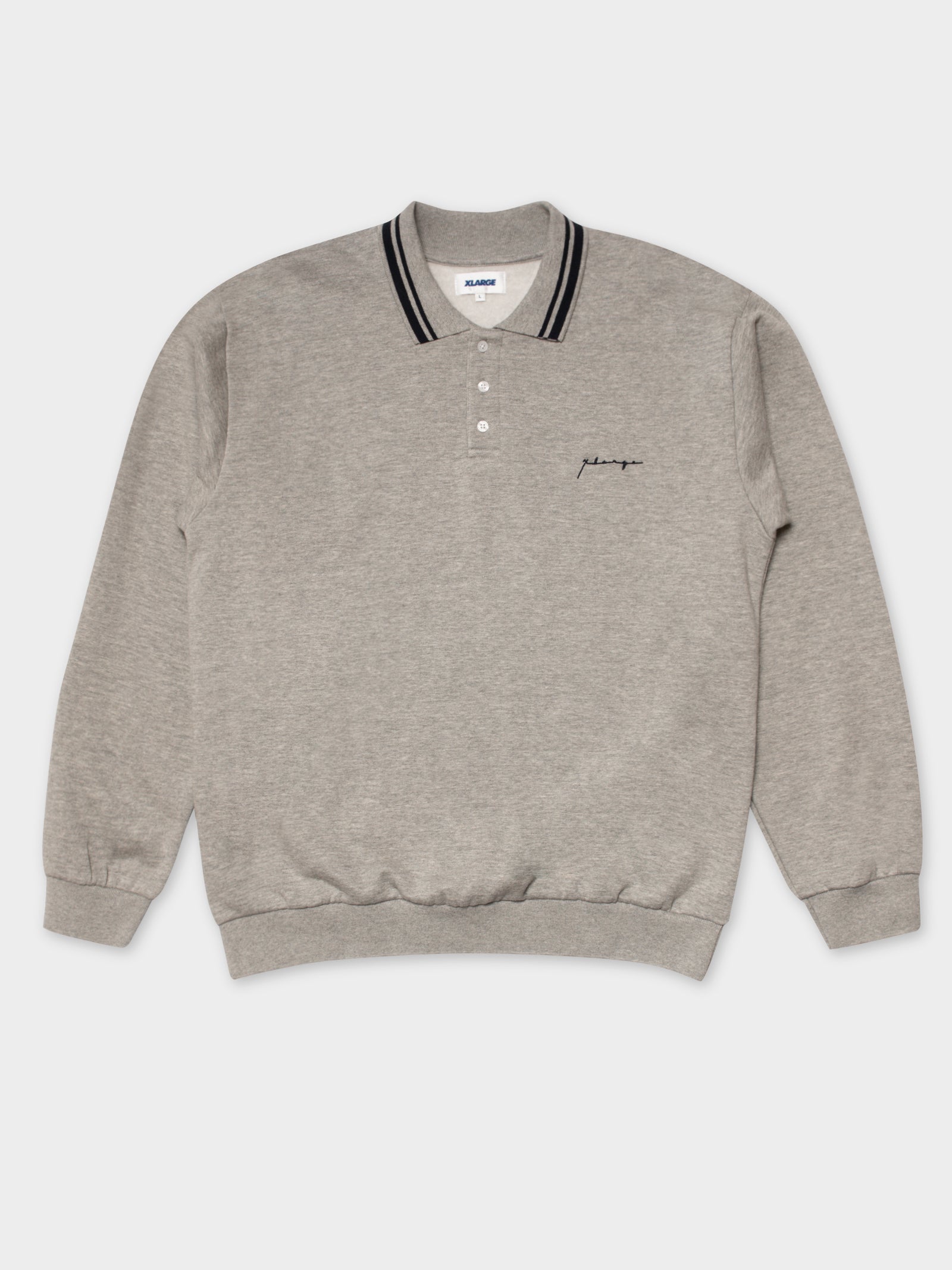 1/4 Button Crewneck in Light Grey