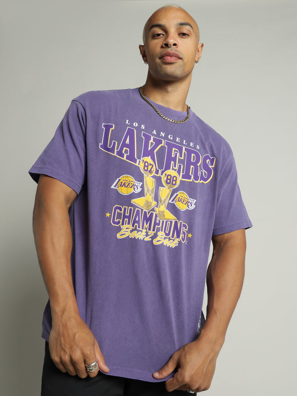 LA Lakers Vintage Championship T-Shirt in Faded Purple - Glue Store