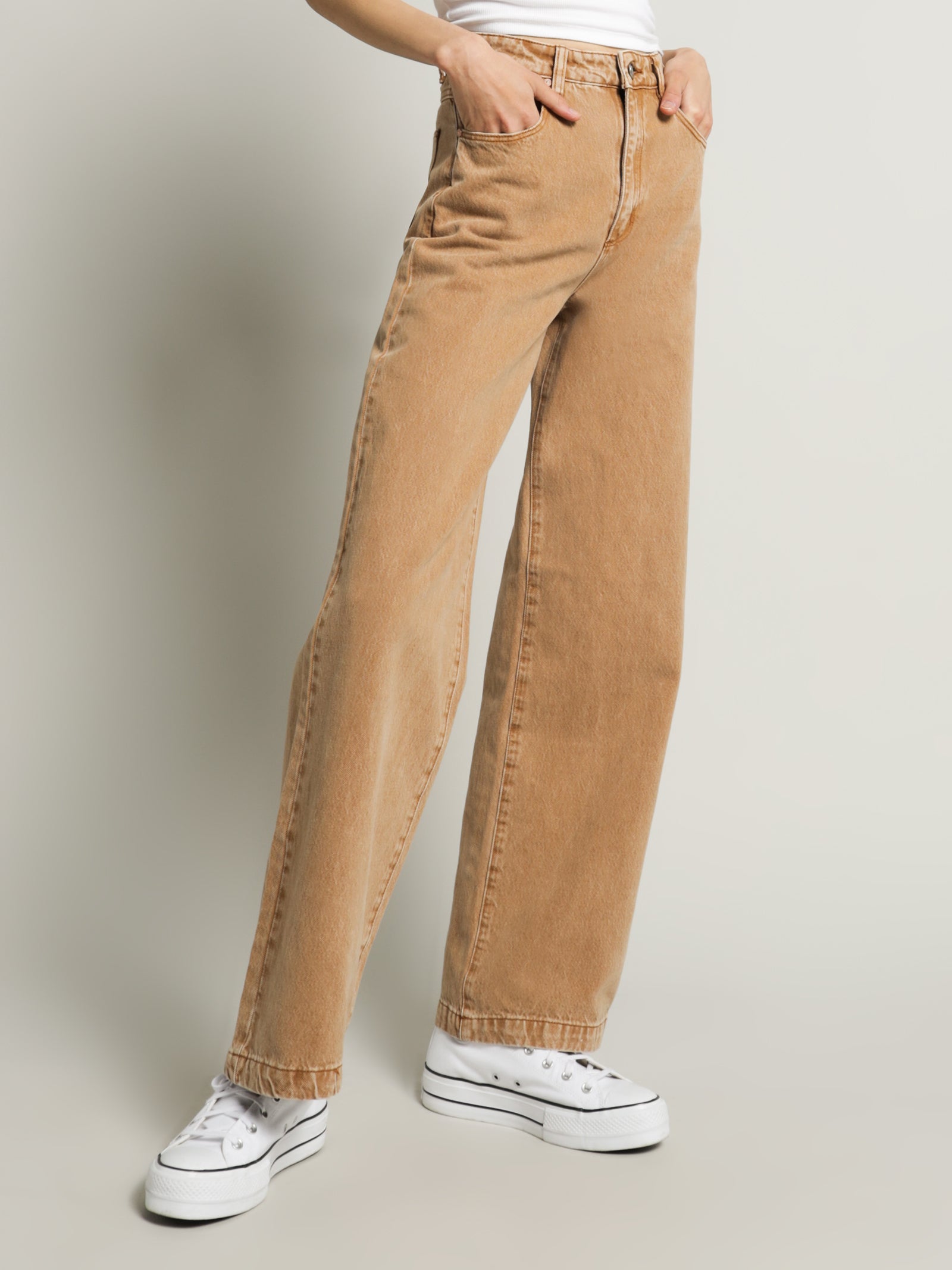 94 High & Wide Jeans in Sand Stone