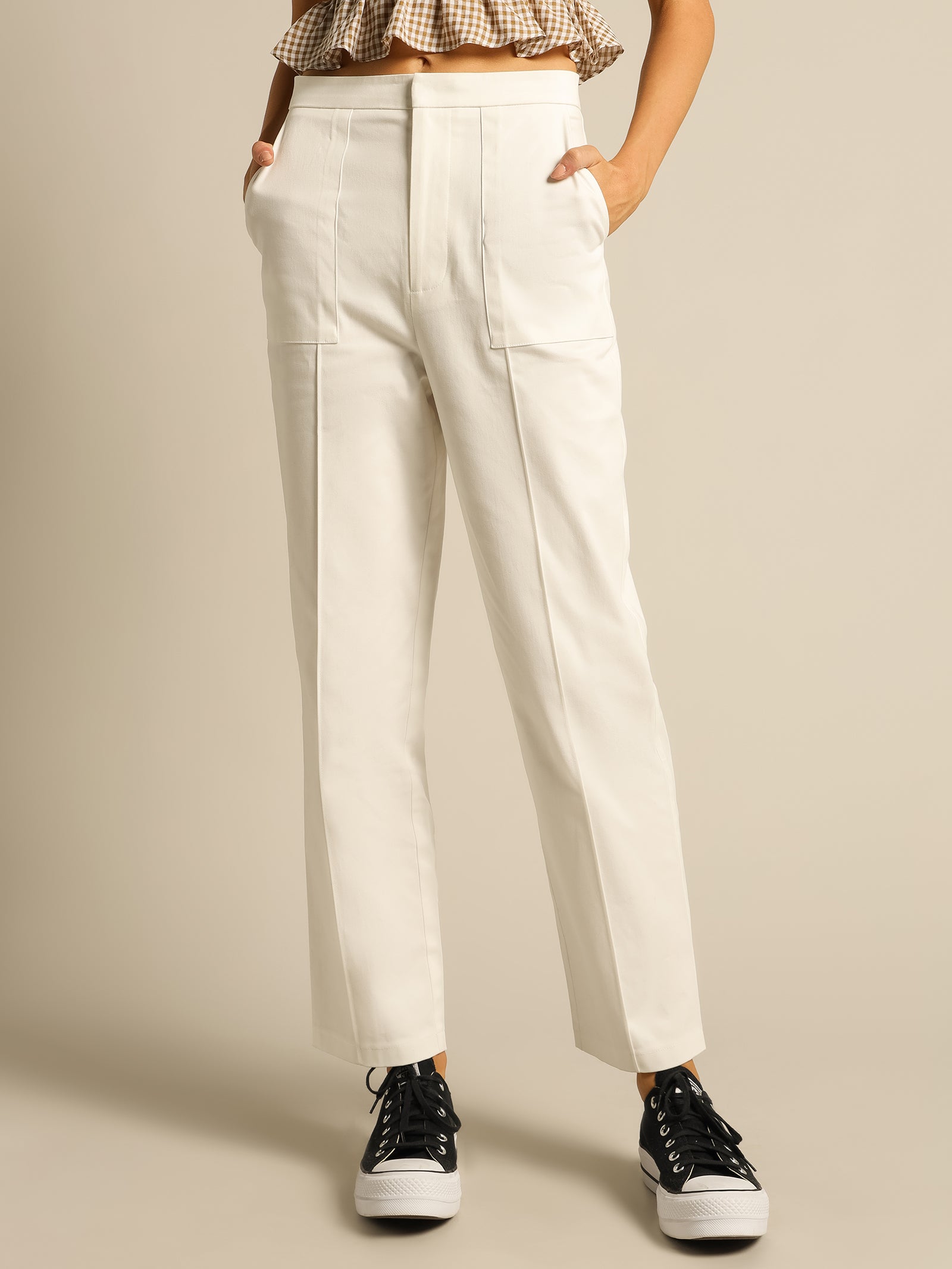 off white cotton pants womens