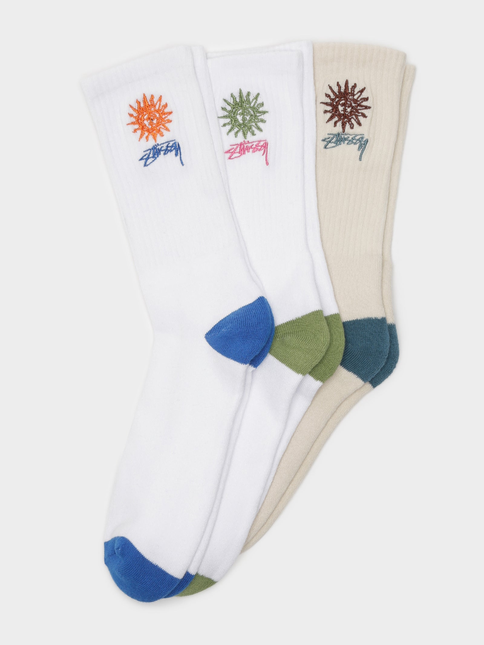 3 Pairs of Love & Peace Crew Socks in Multi