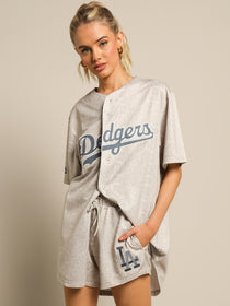 Animal Wordmark LA Dodgers Replica Jersey in Silver Grey - Glue Store