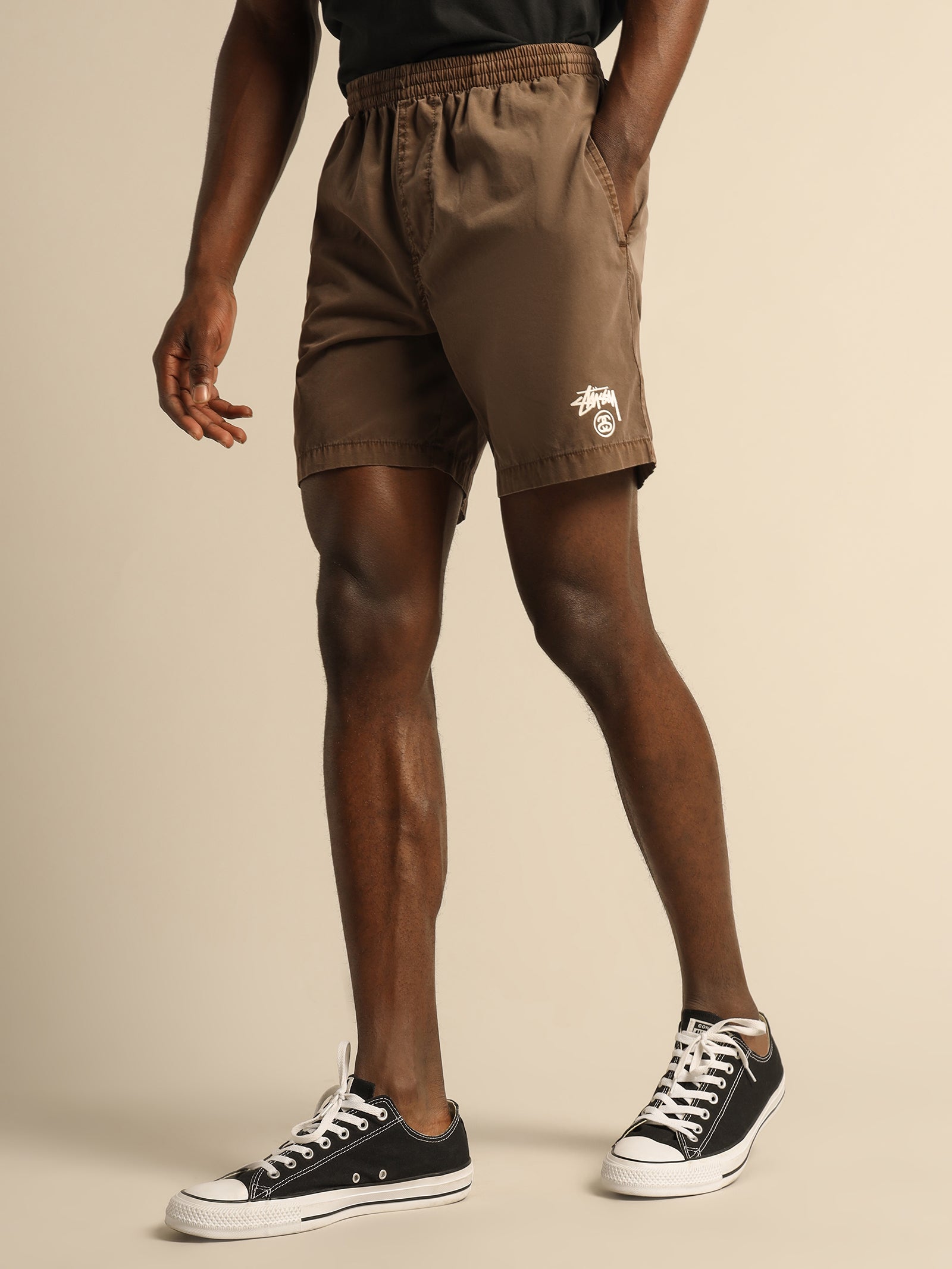 Basic Stock Beach Short in Brown