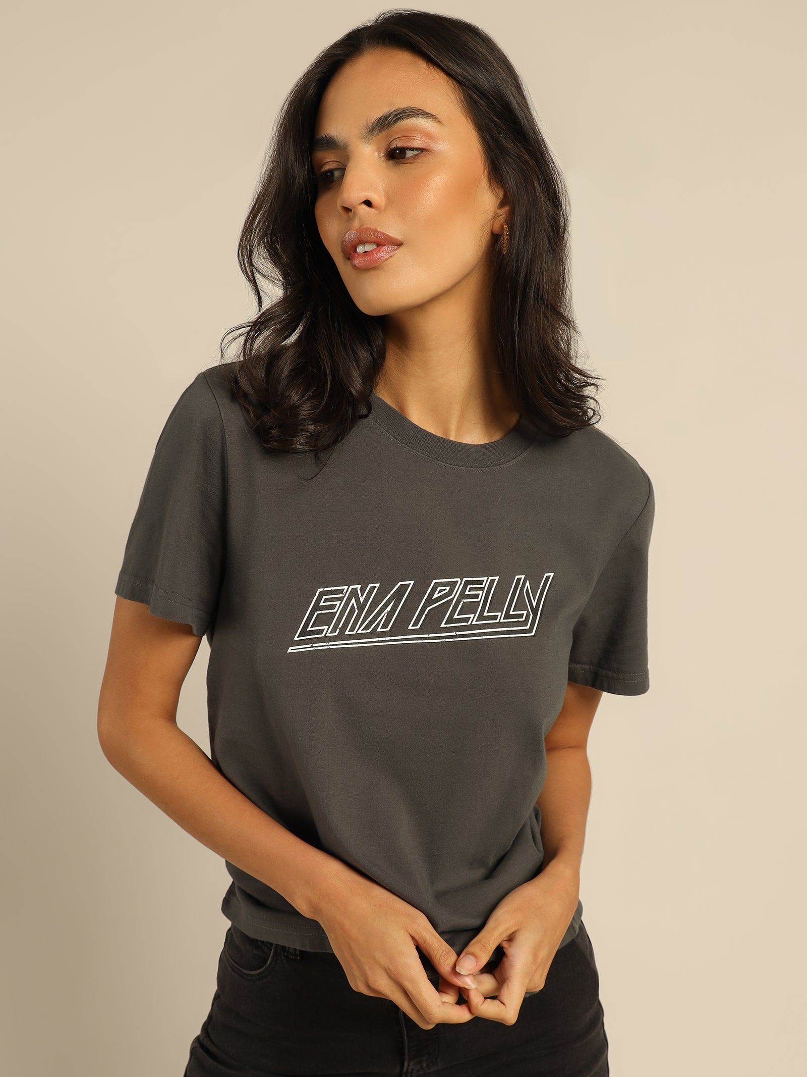 80s Block Logo T-Shirt in Faded Black