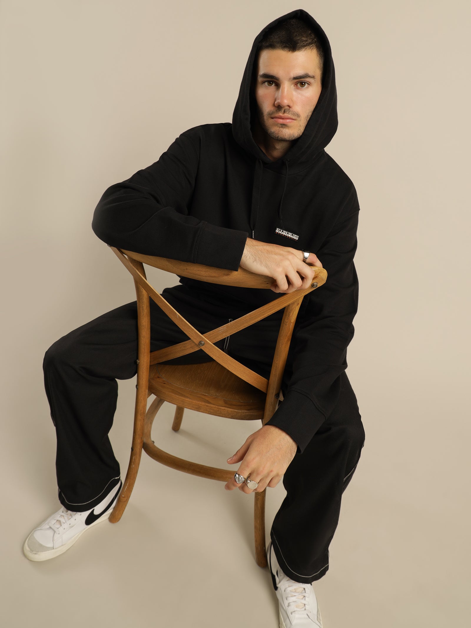 B Patch Hoodie in Black