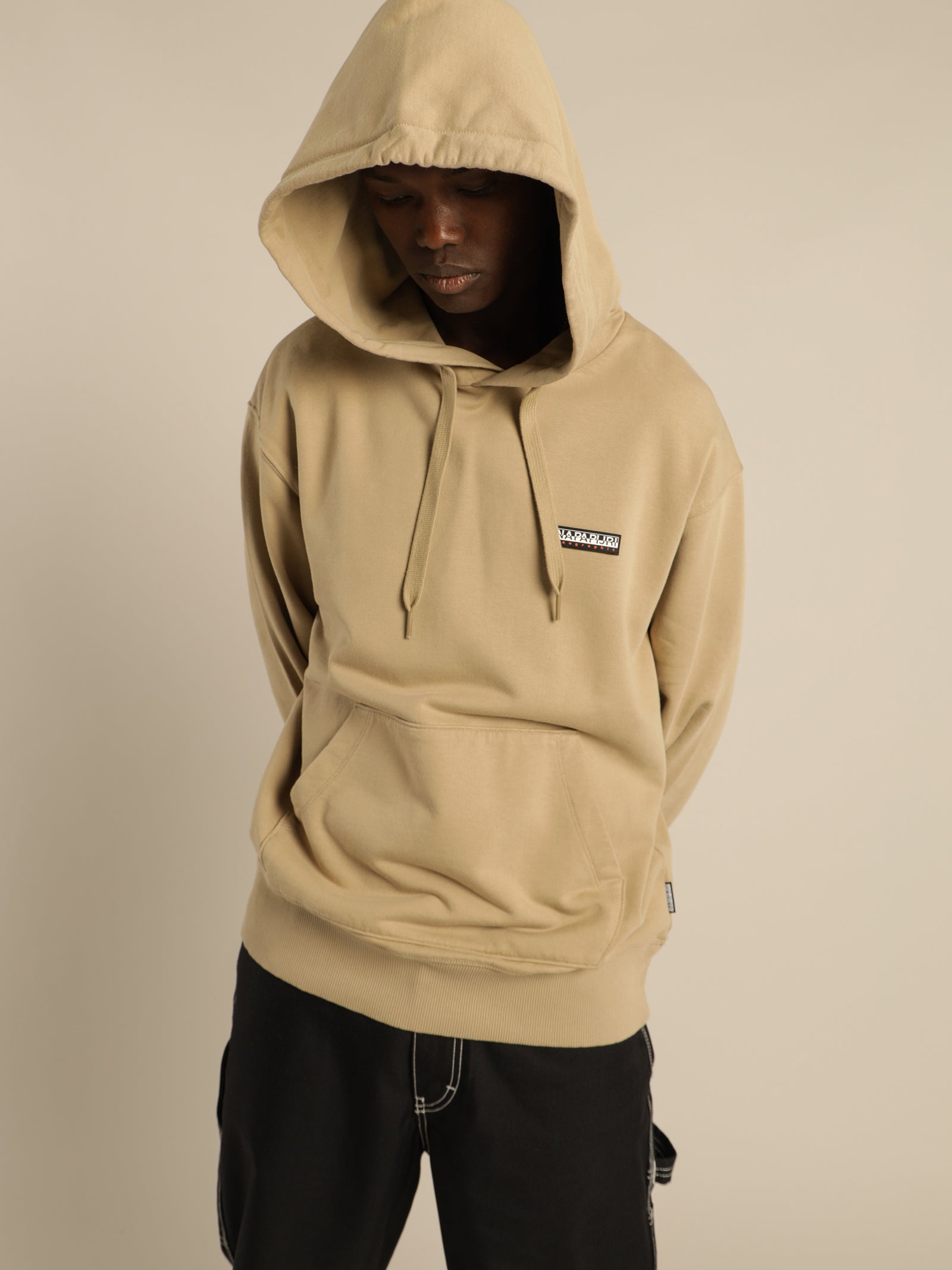 B Patch Hoodie in Beige