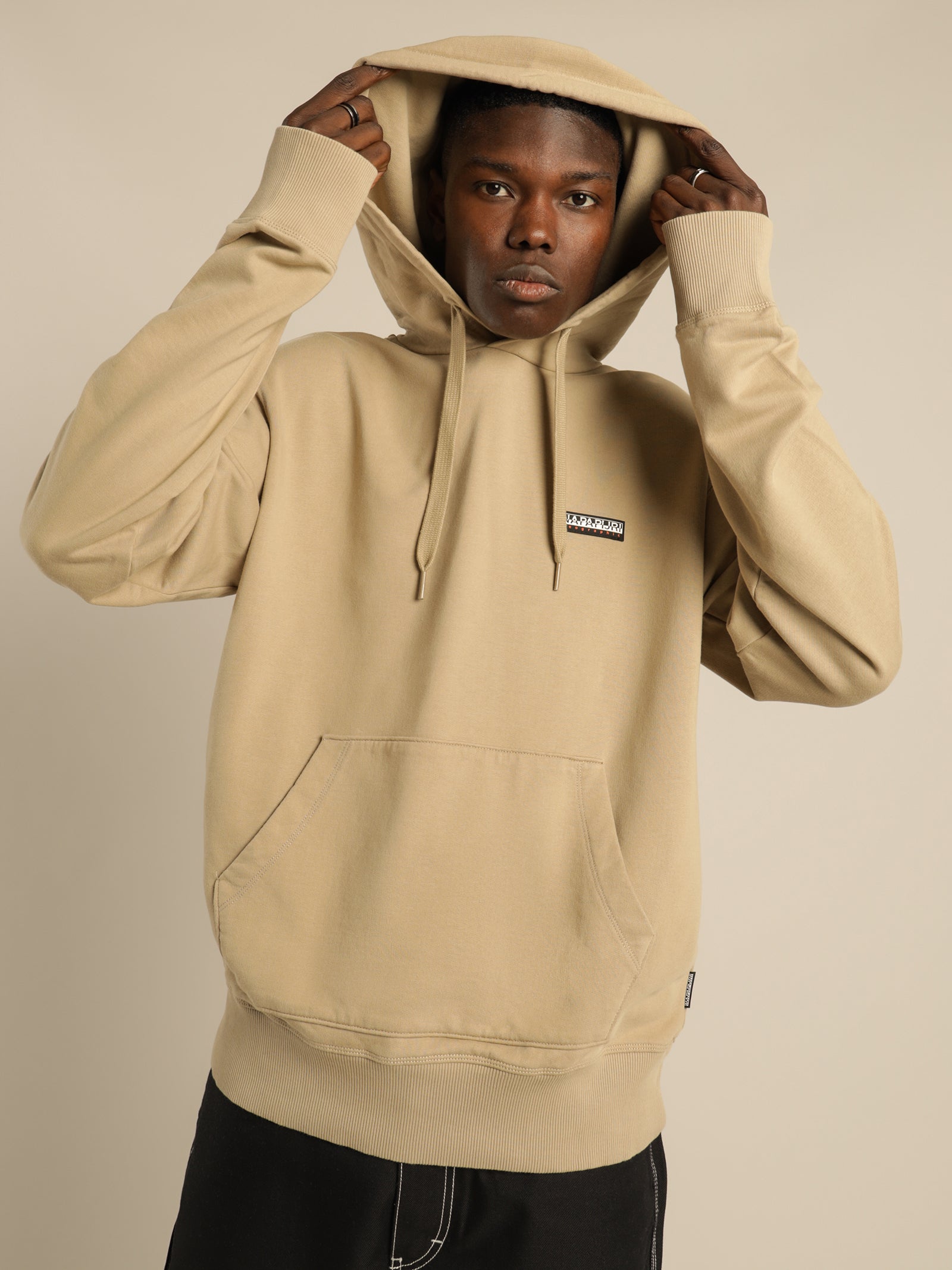 B Patch Hoodie in Beige