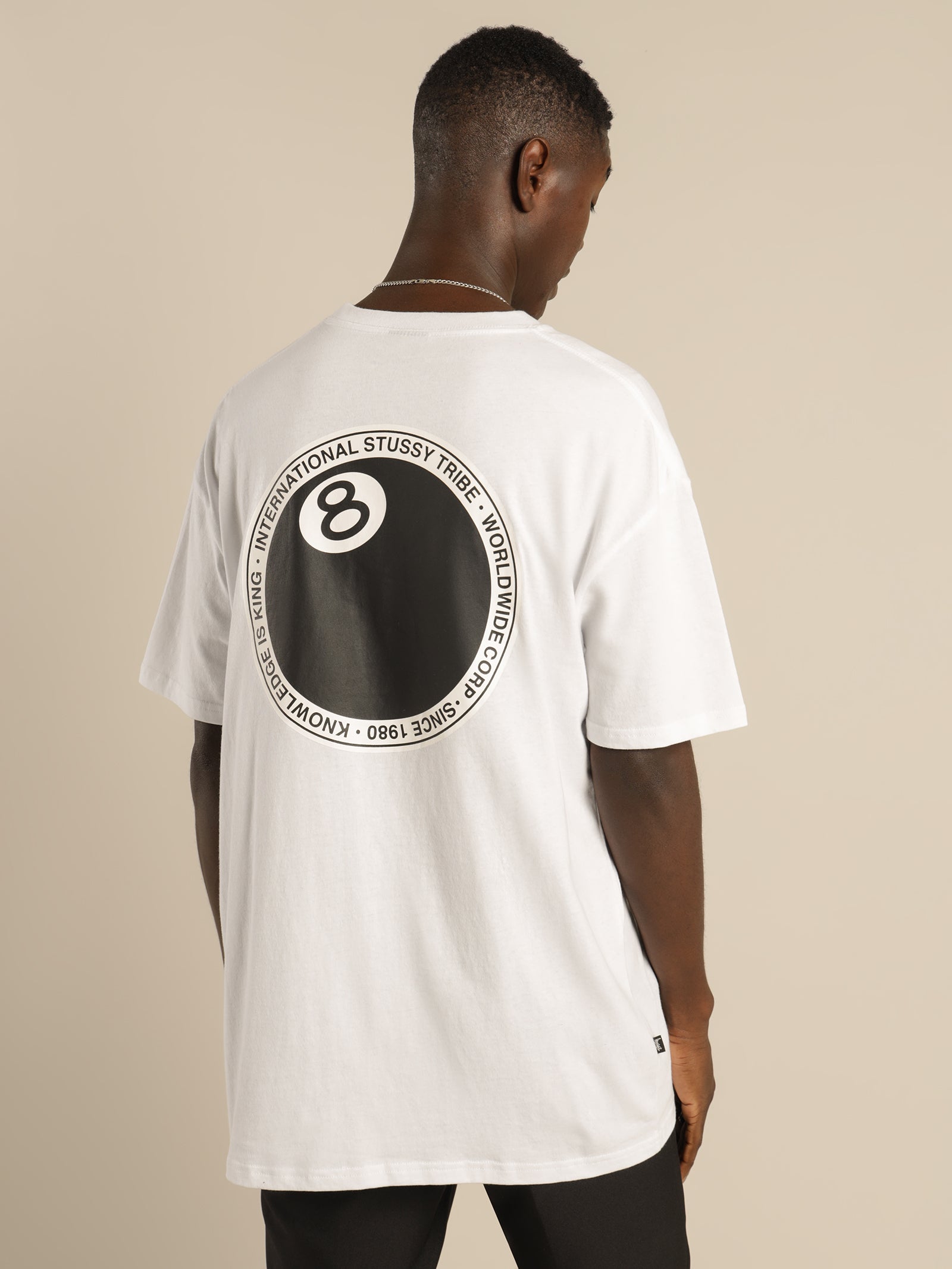 8 Ball Dot Short Sleeve T-Shirt in White