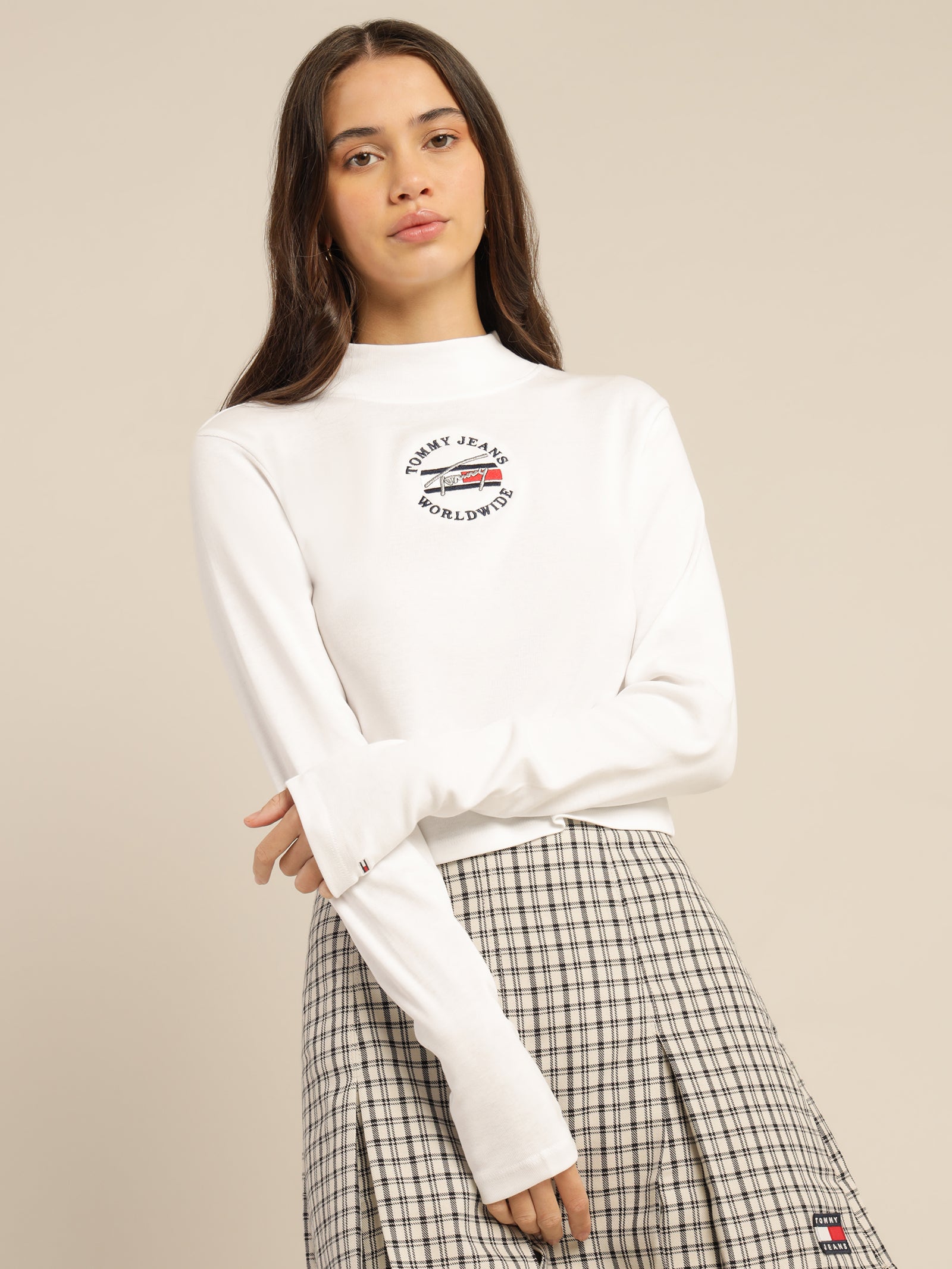 Baby Crop Timeless 2 Long Sleeve Top in White