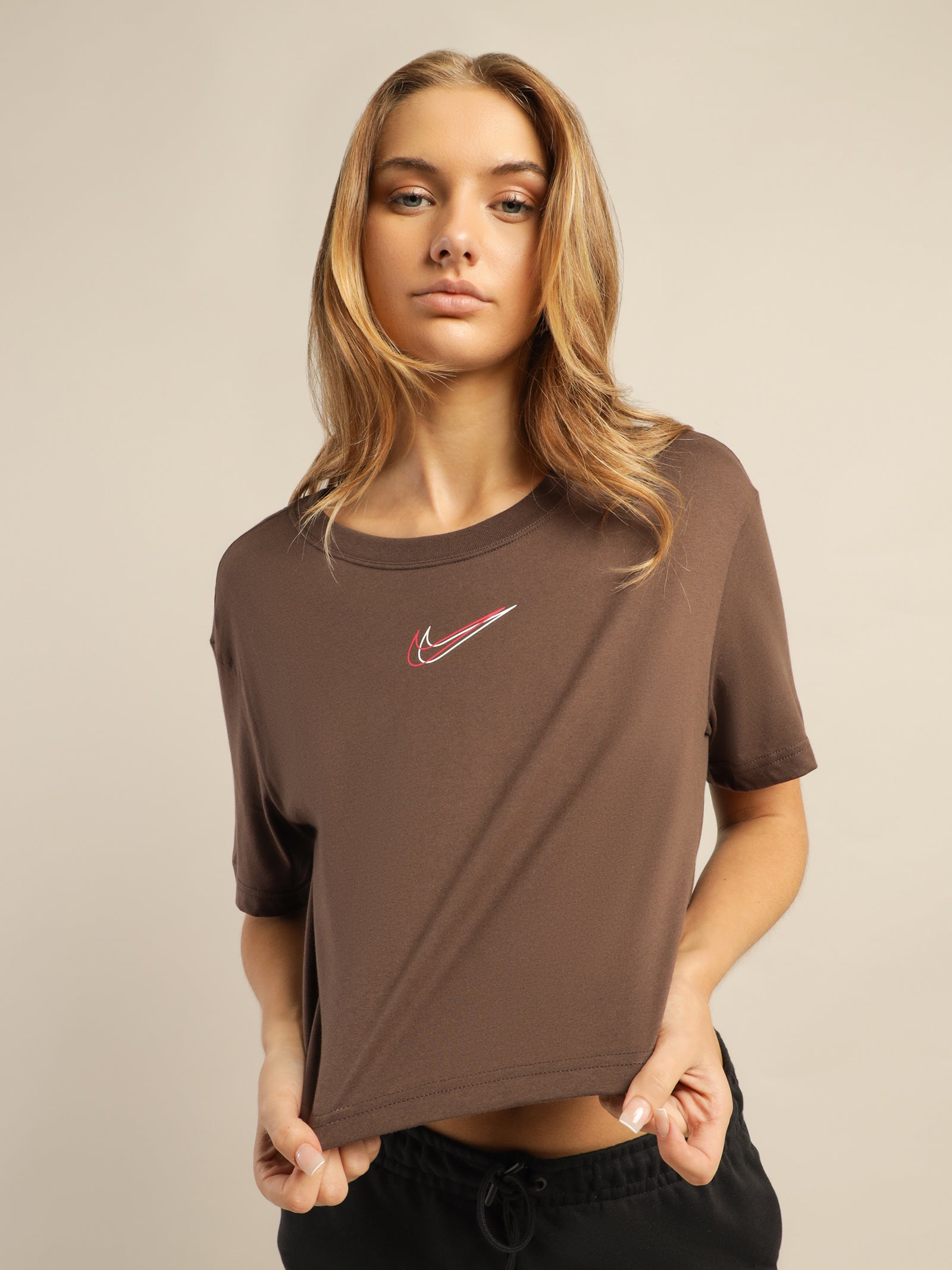 brown nike shirt women's