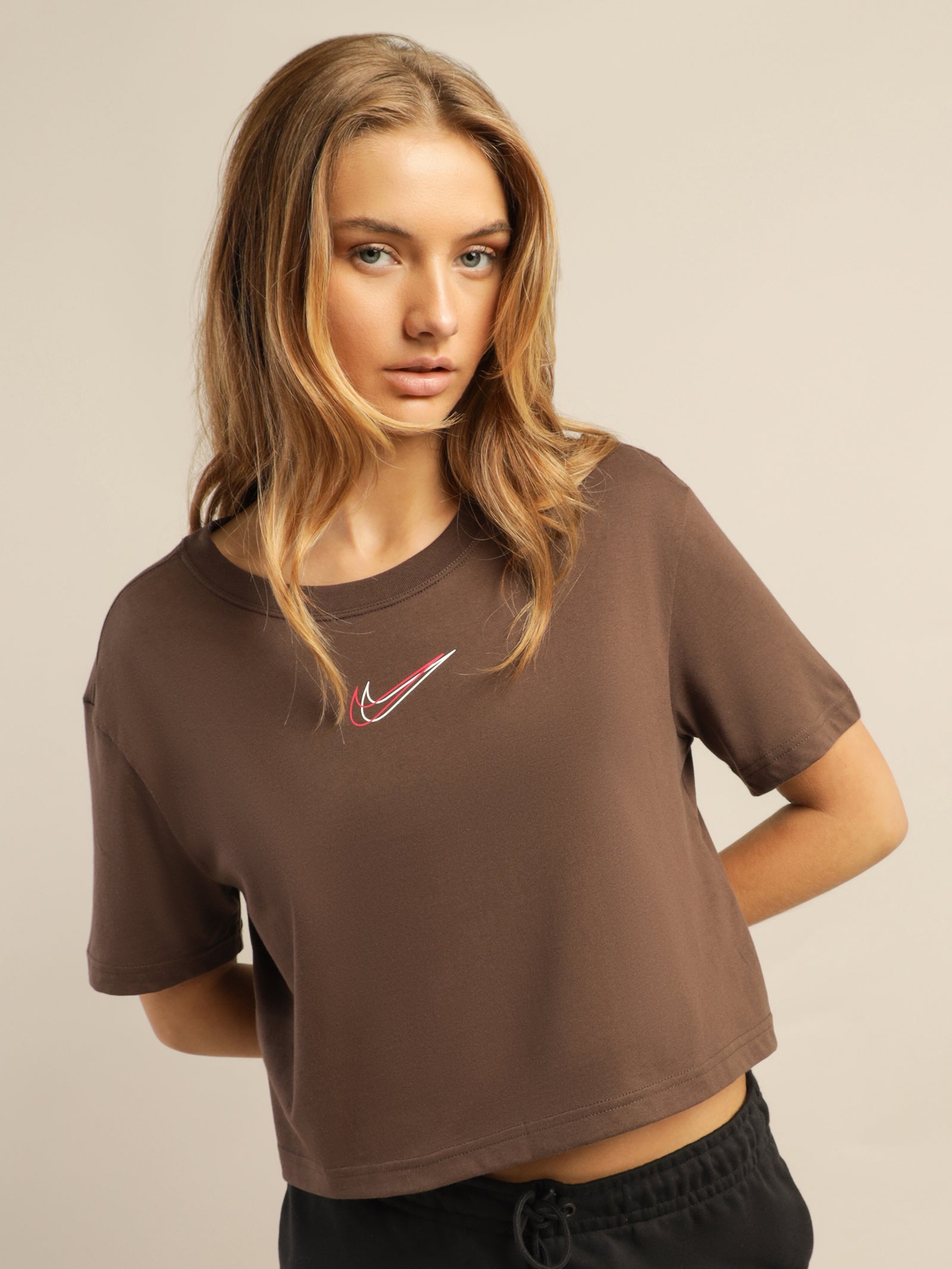 brown nike shirt women's