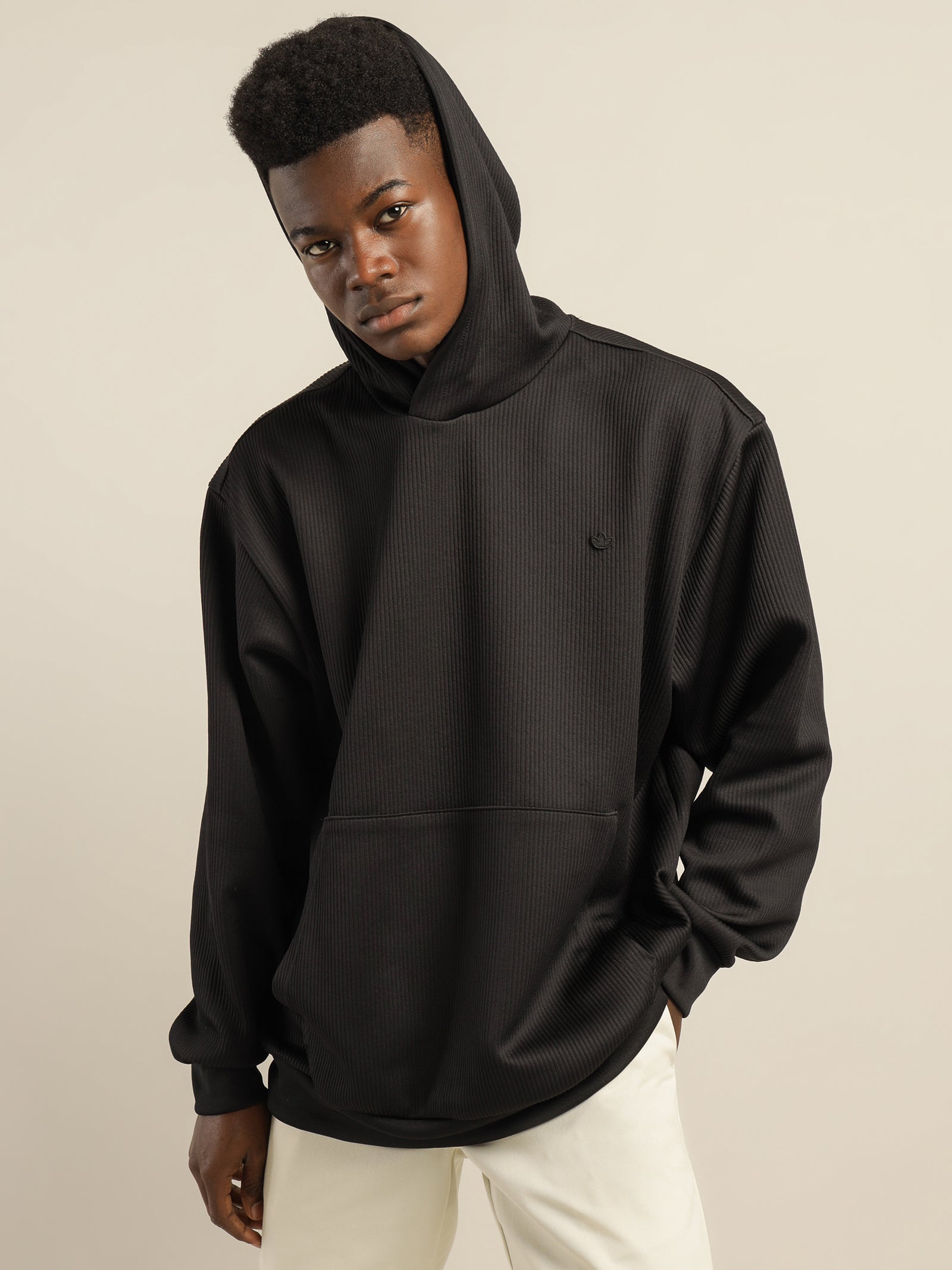 Adicolor Trefoil Plissé Hoodie in Black