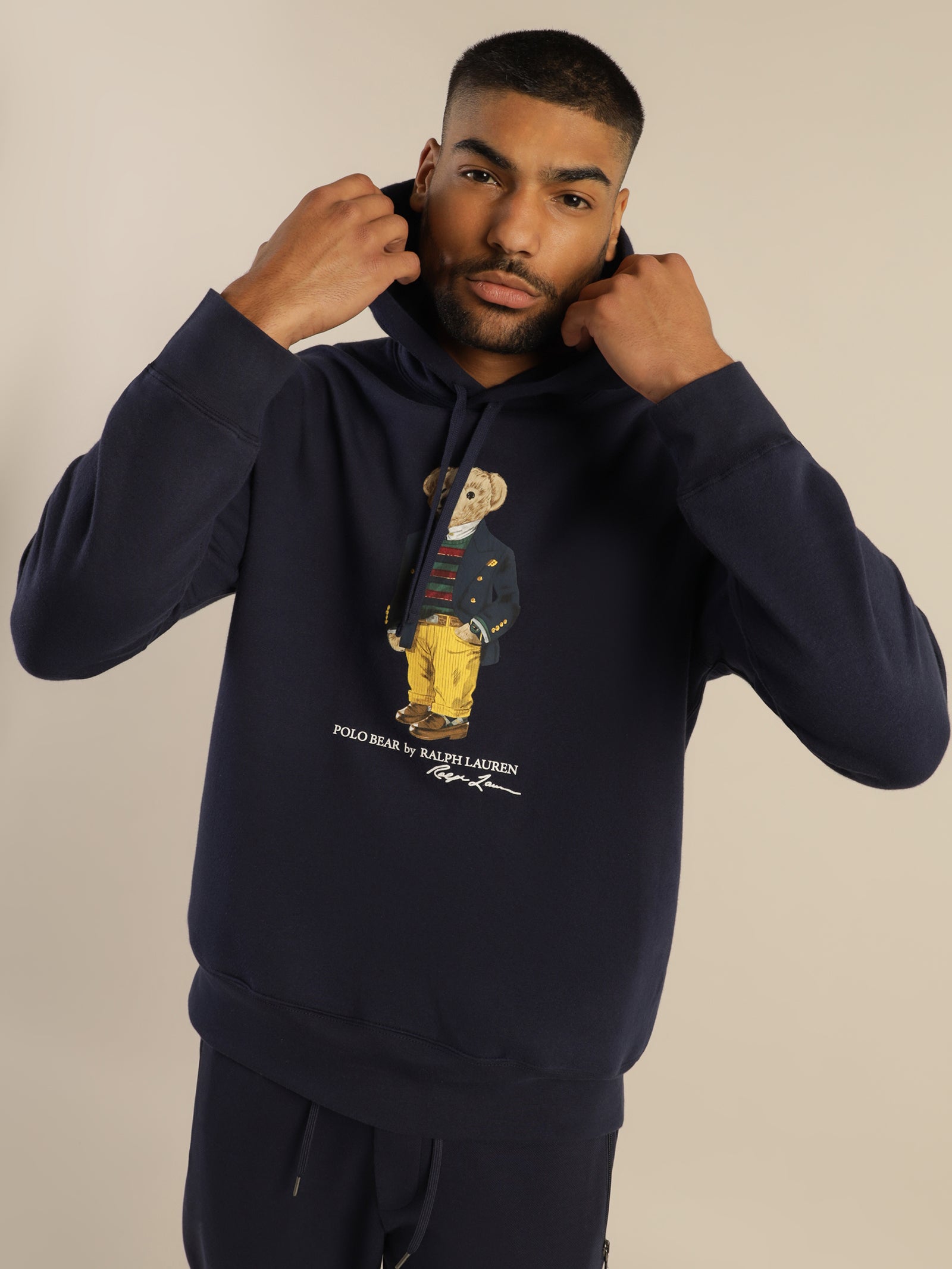 Polo Bear Fleece Hoodie in Cruise Navy - Glue Store