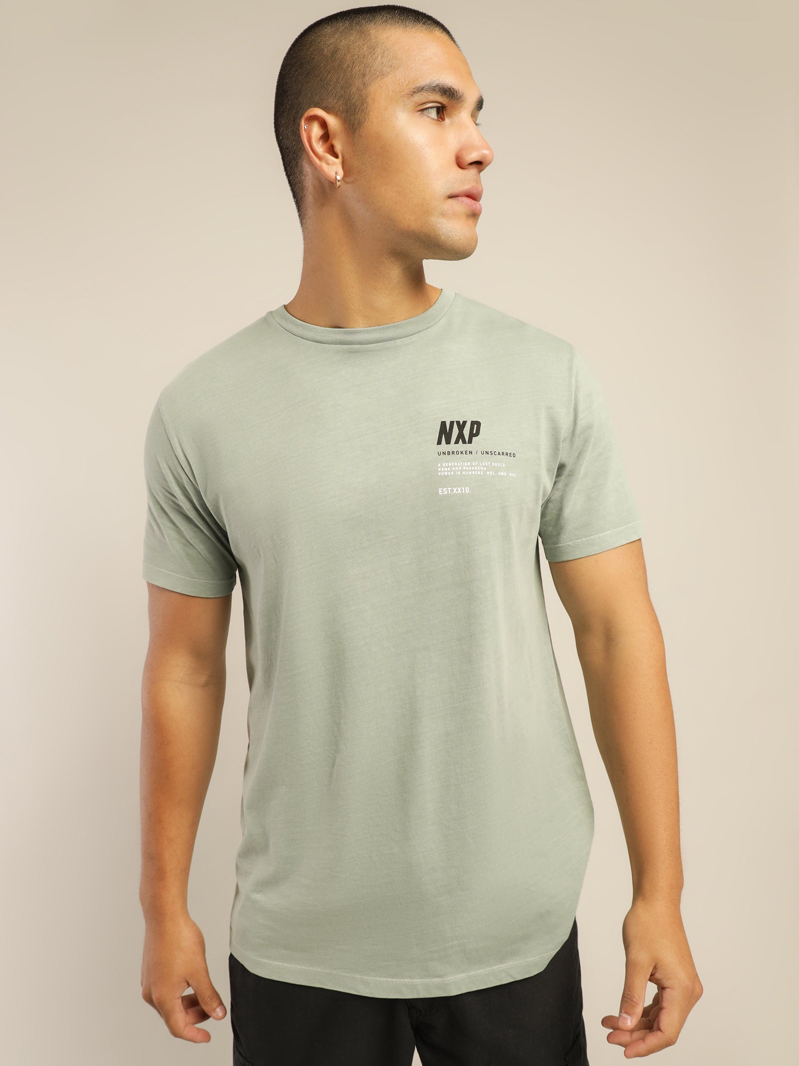 All Over Cape Back T-Shirt in Pigment Sage