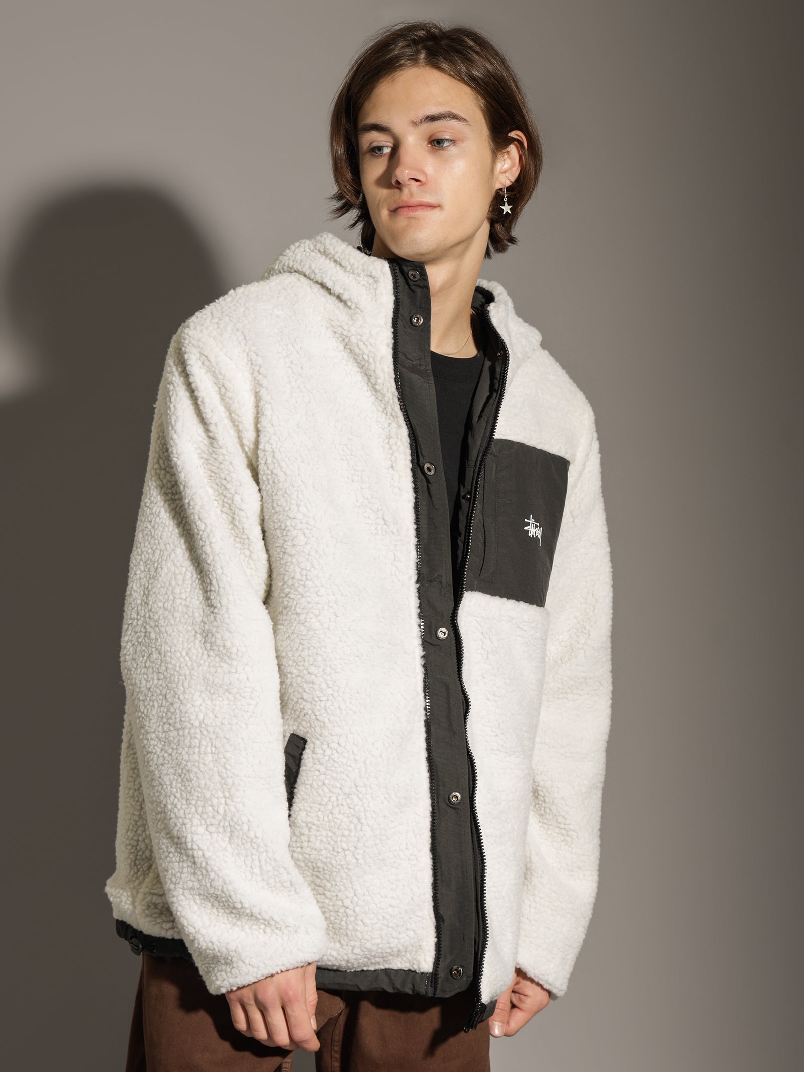 Stock Sherpa Reversible Jacket in Black - Glue Store