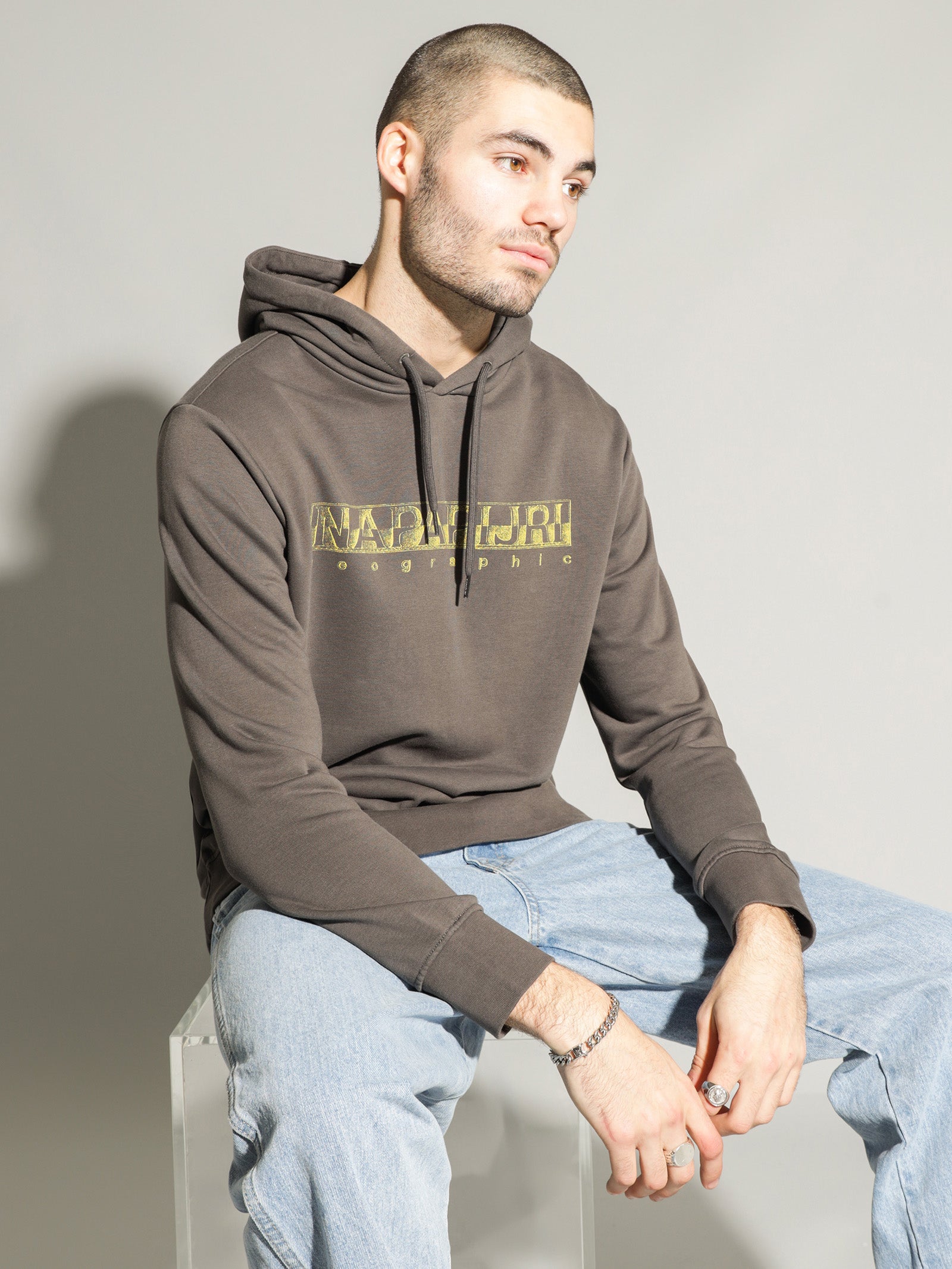 Ballar Box Logo Pullover Hood in Grey