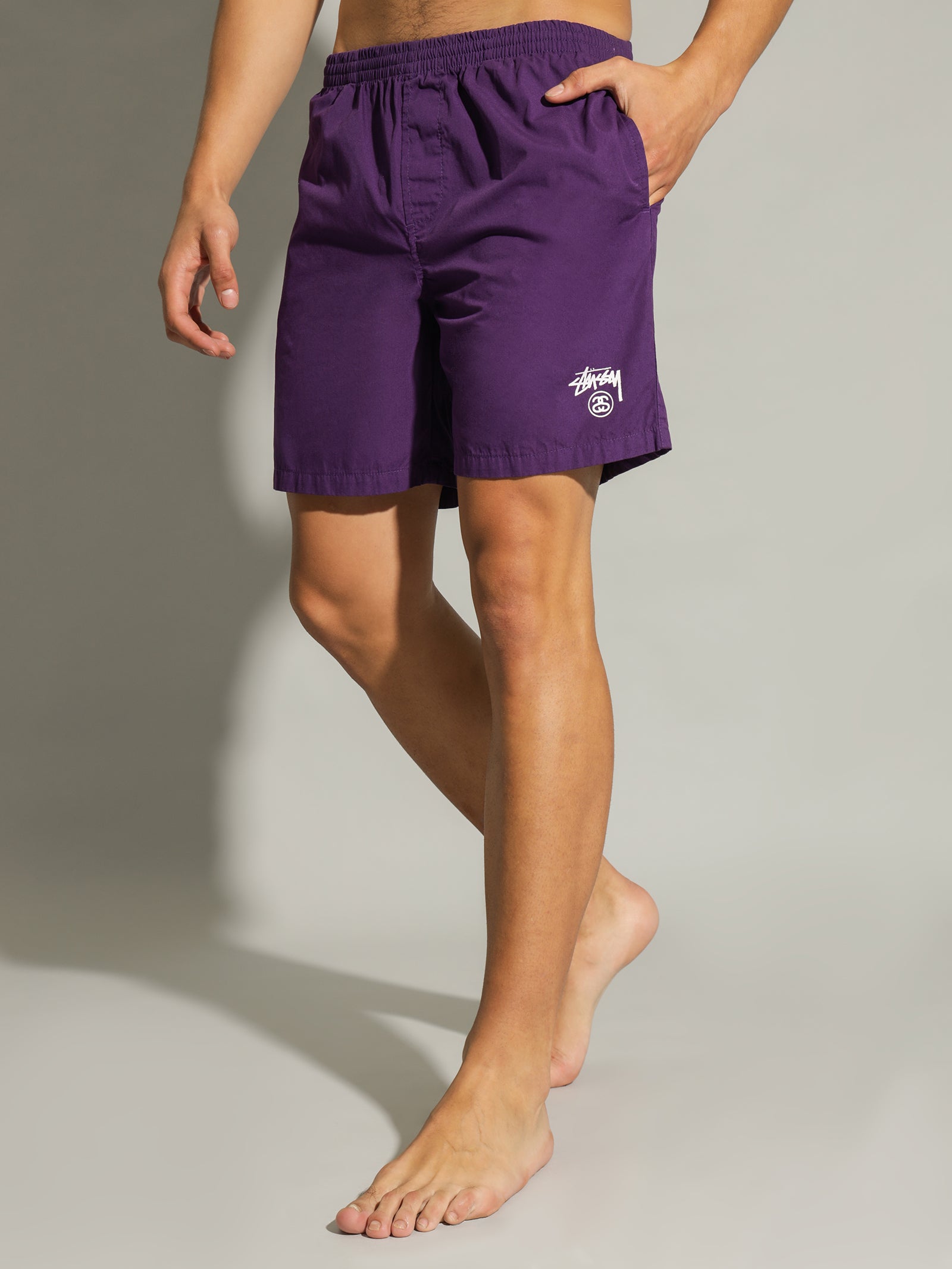 Basic Stock Beach Shorts in Purple