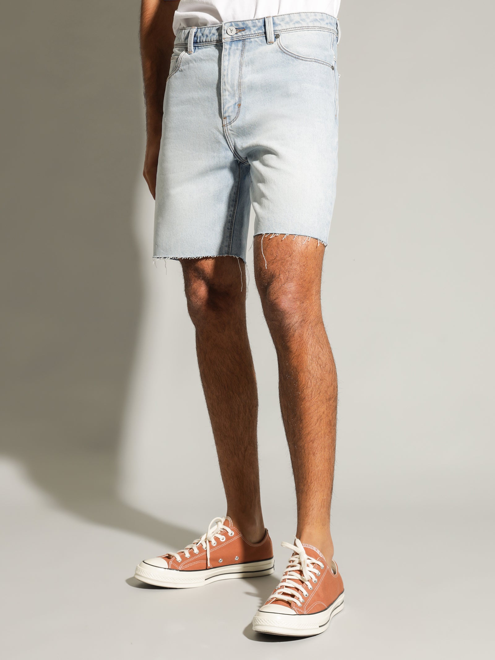 A 90s Straight Shorts in Ice Blue