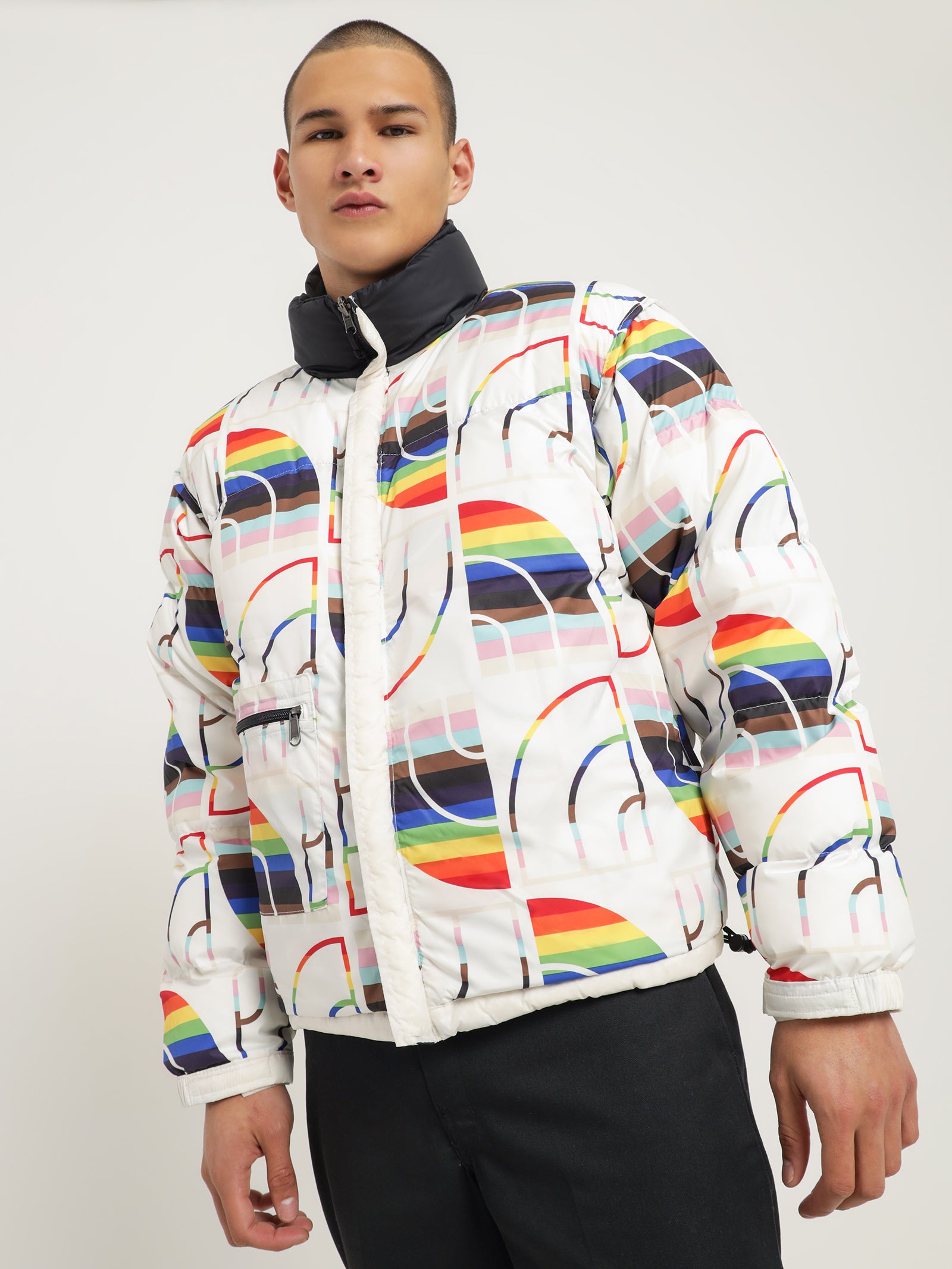 1996 Retro Nuptse Pride Jacket in White & Black