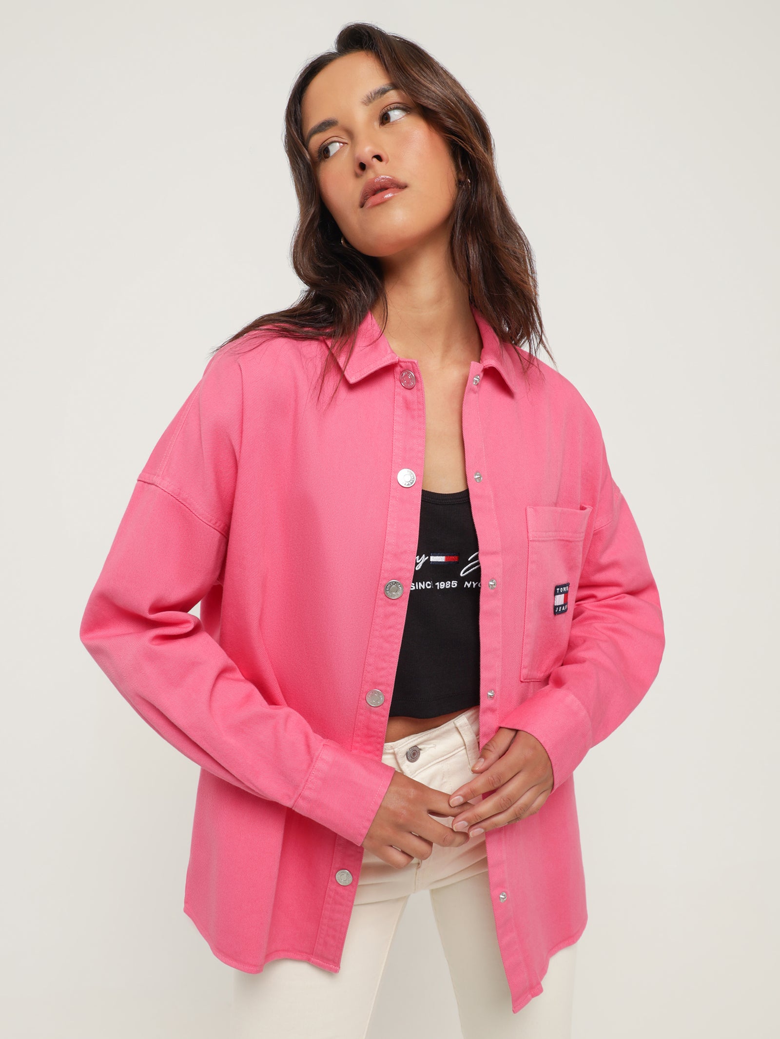 Badge Overshirt in Pink