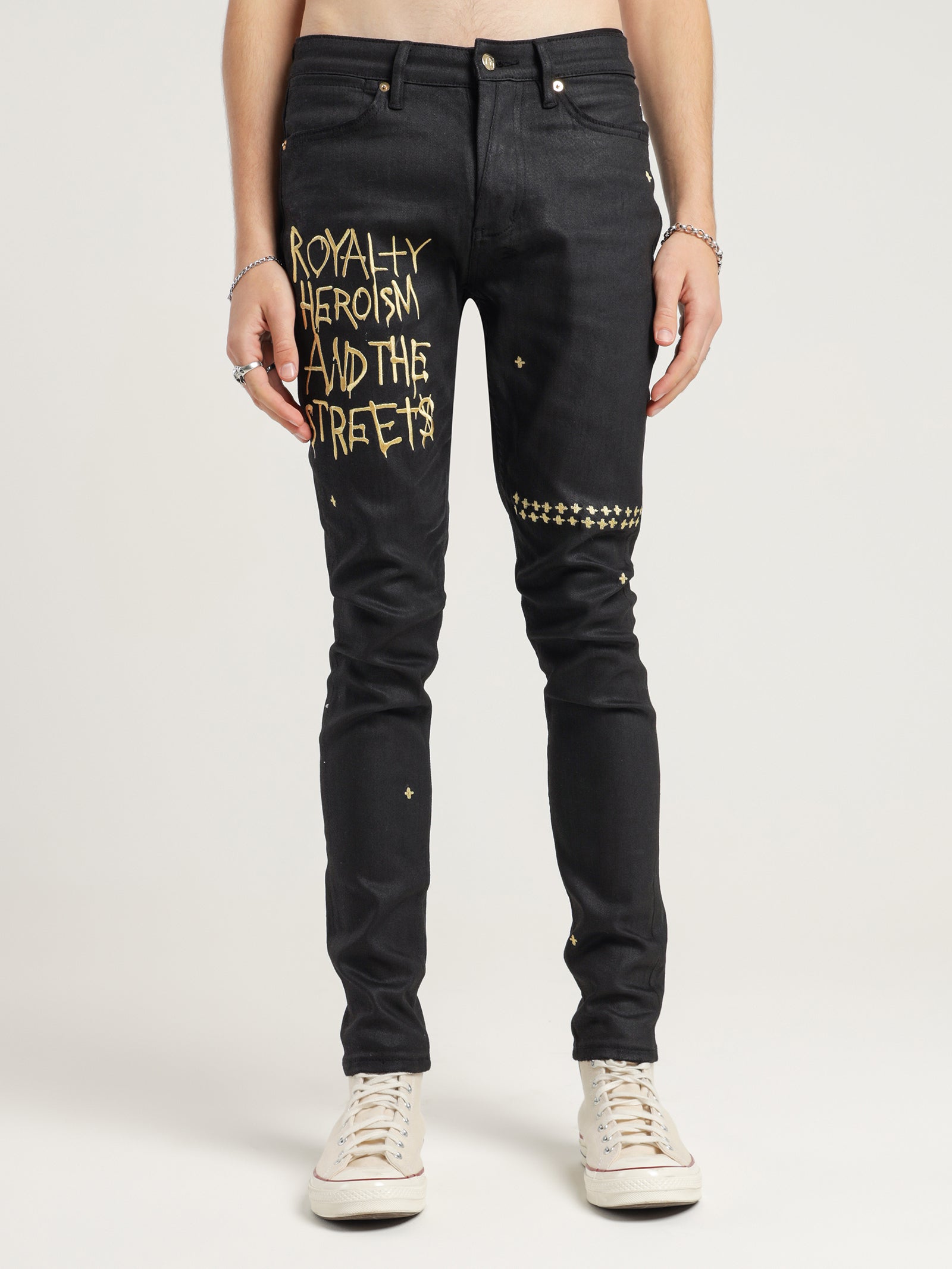 23 Van Winkle Skinny Jeans in Jet Black Wax