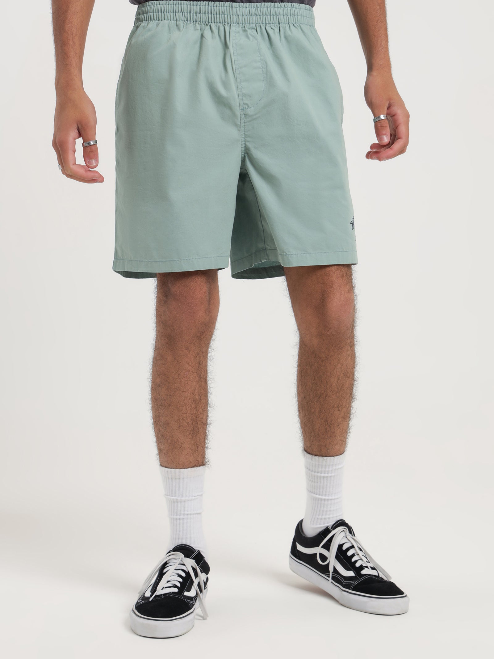 Basic Stock Beach Shorts in Sage