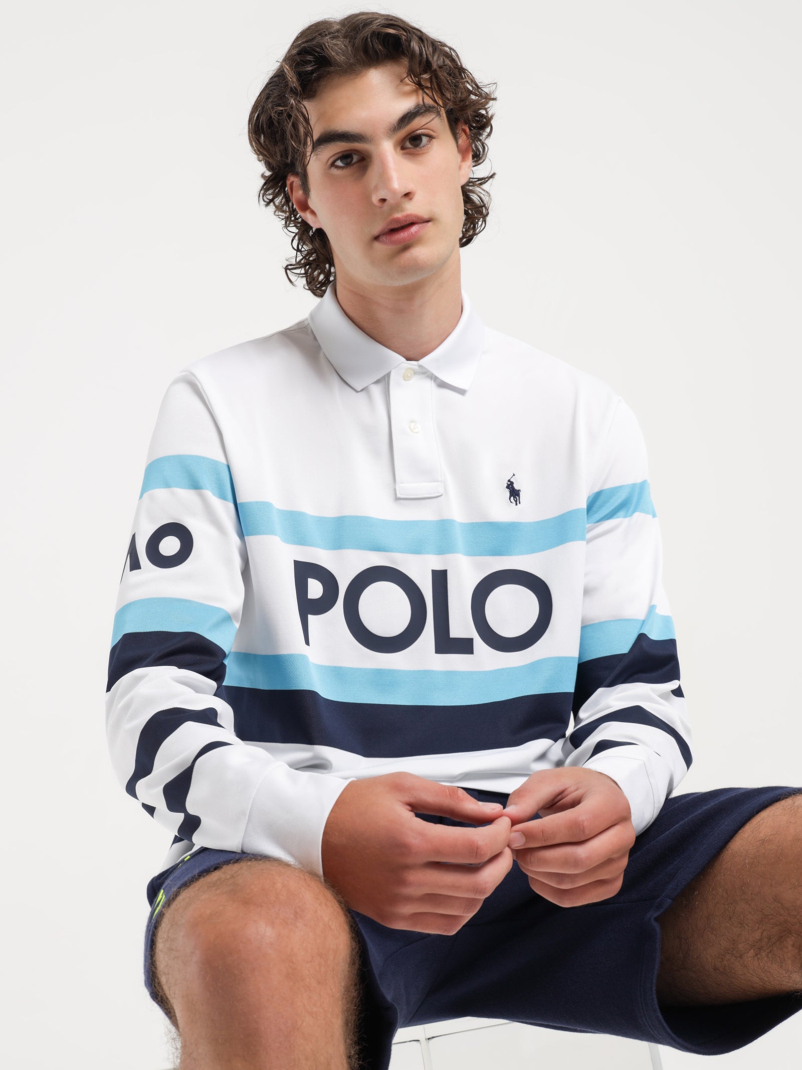 AO Long Sleeve Polo Shirt in White