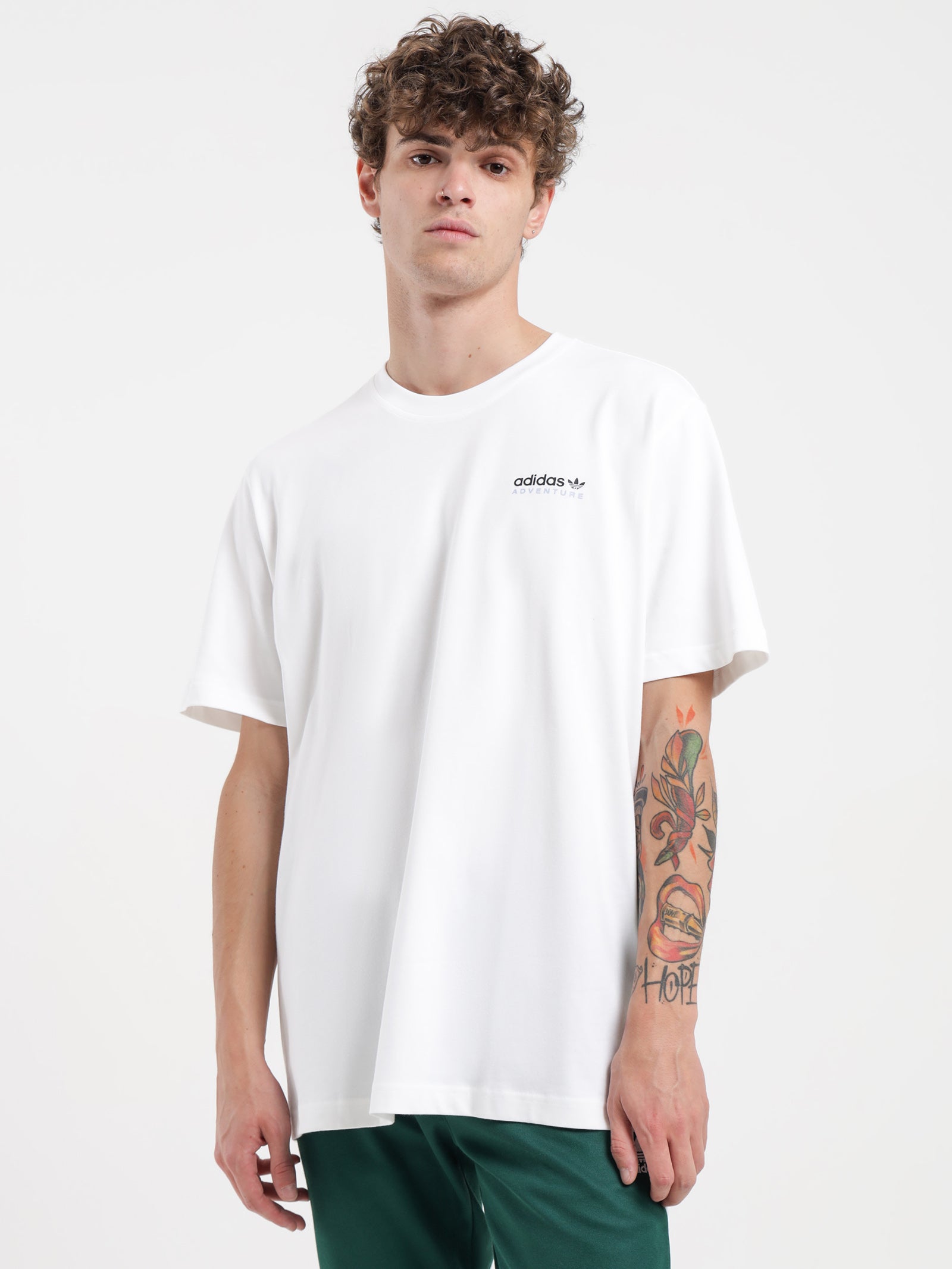 Adidas Adventure Mountain Back T-Shirt in White