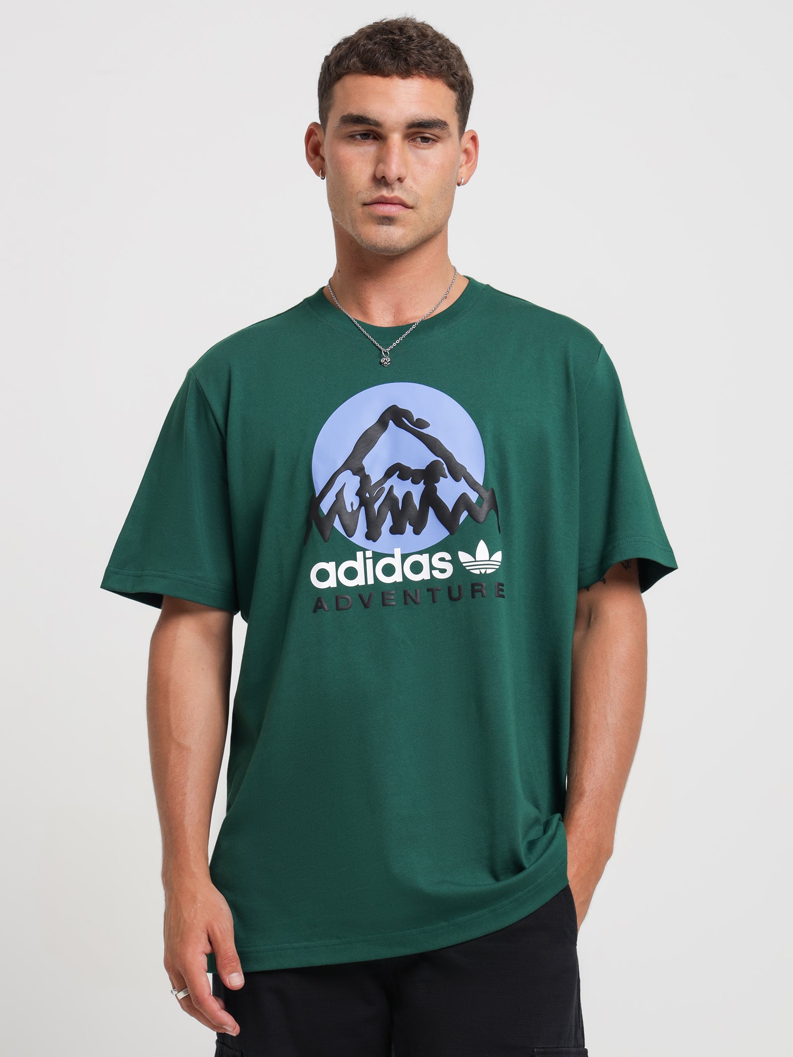 Adventure Mountain Front T-Shirt in Dark Green