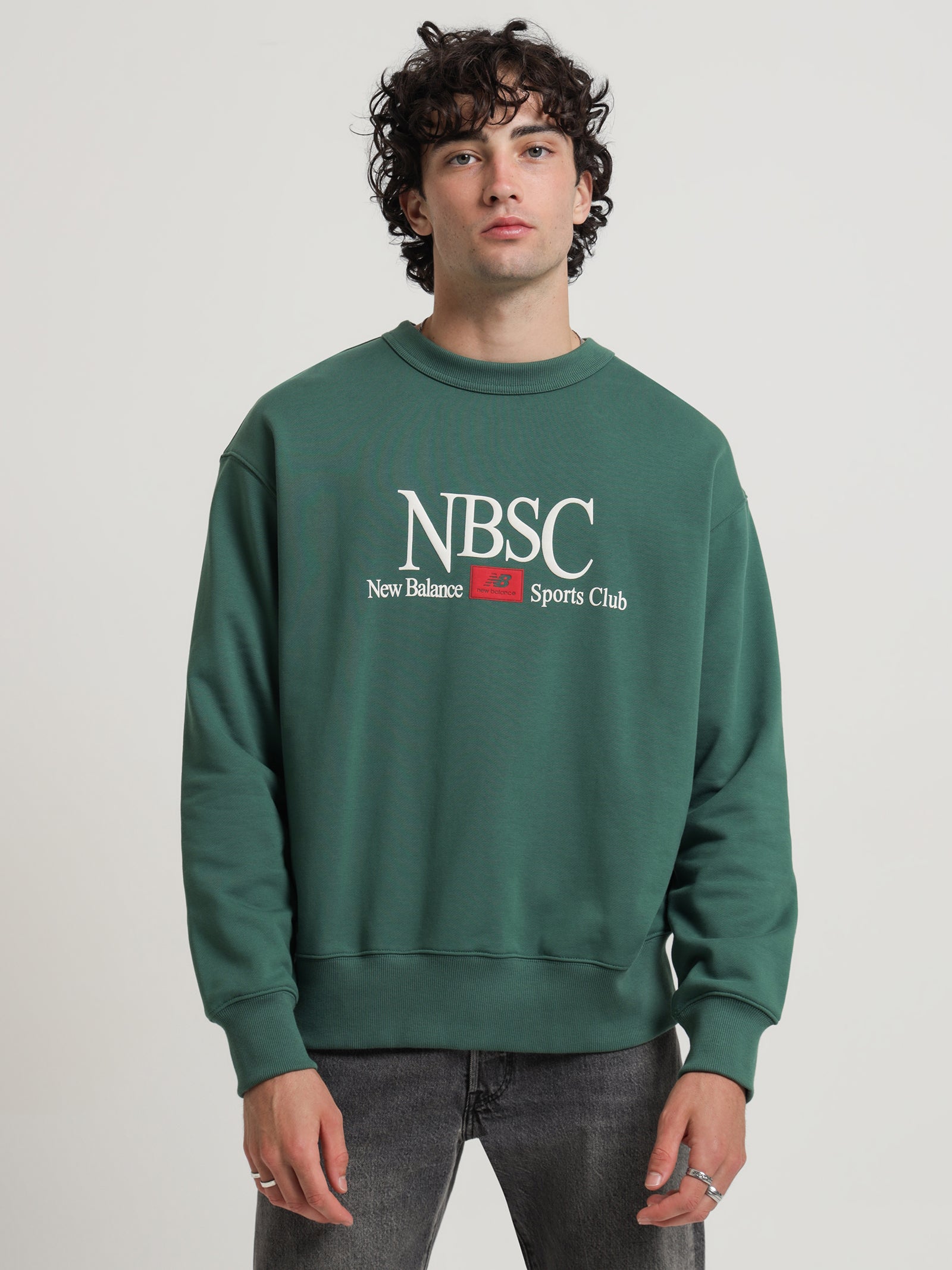 Athletics Sports Club French Terry Crewneck in Bottle Green