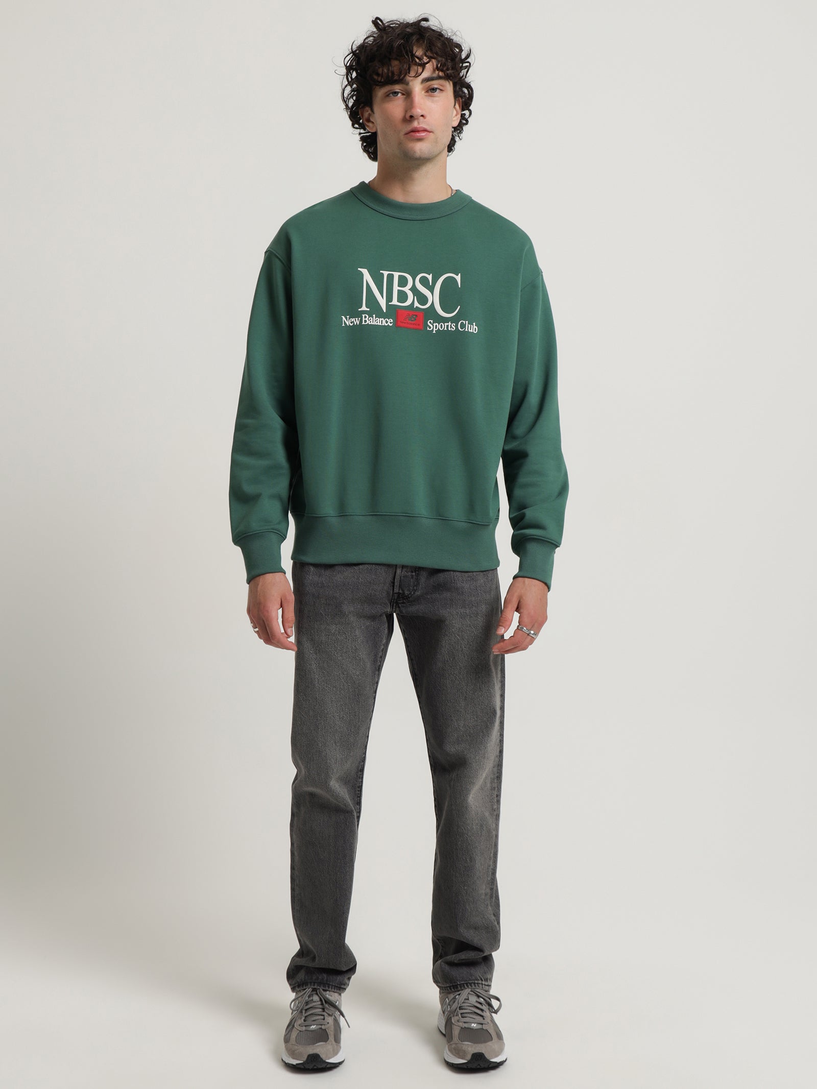 Athletics Sports Club French Terry Crewneck in Bottle Green