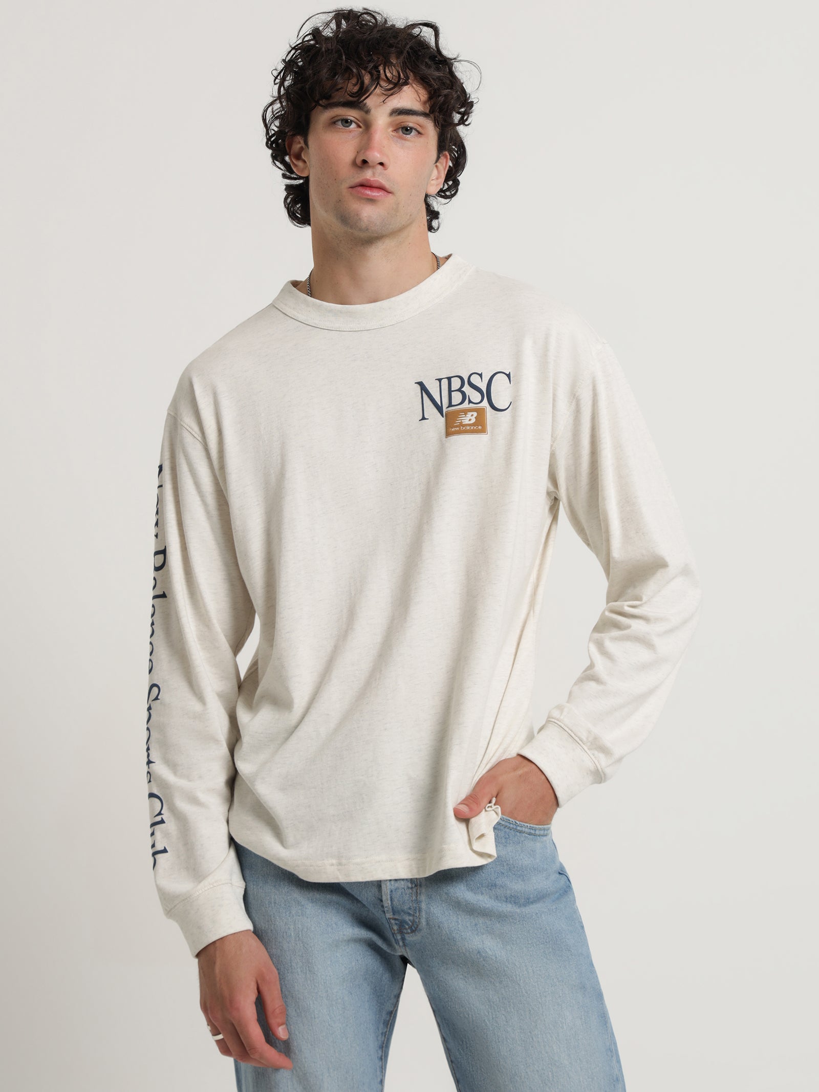 Athletics Sports Club Long Sleeve T-Shirt in Oatmeal