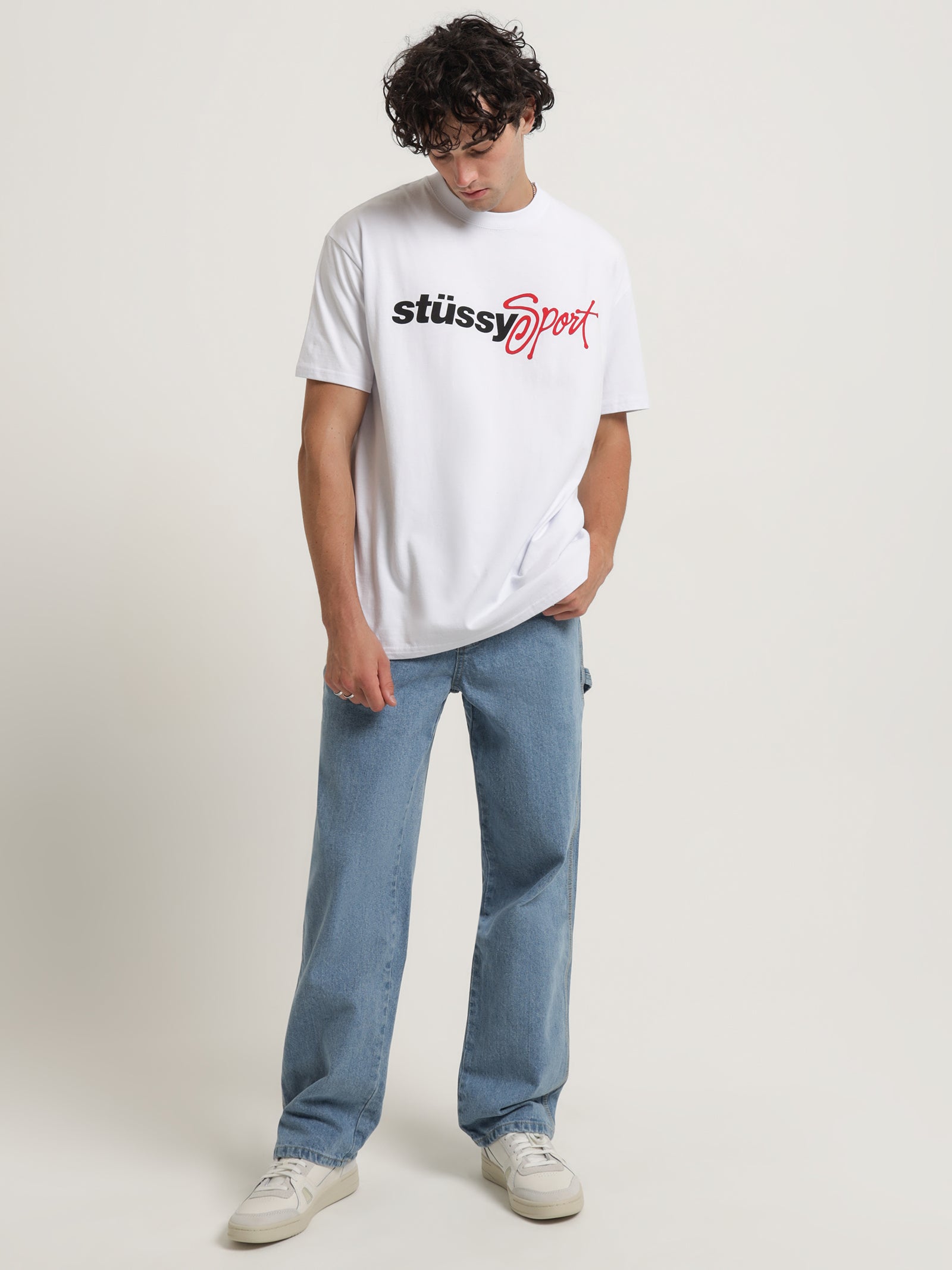 Stussy Sport 50-50 T-Shirt in White - Glue Store