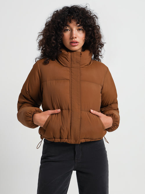 Stock Crop Puffer Jacket in Fern Green