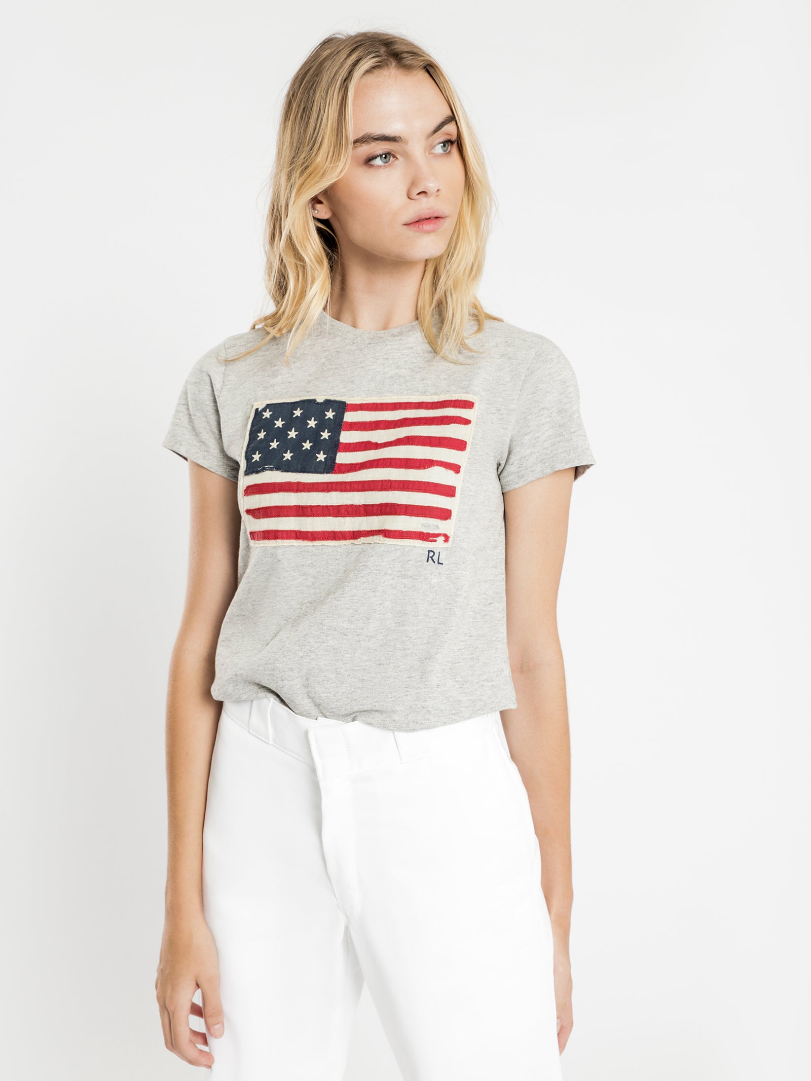 Polo Short Sleeve Flag T-Shirt in Grey - Glue Store