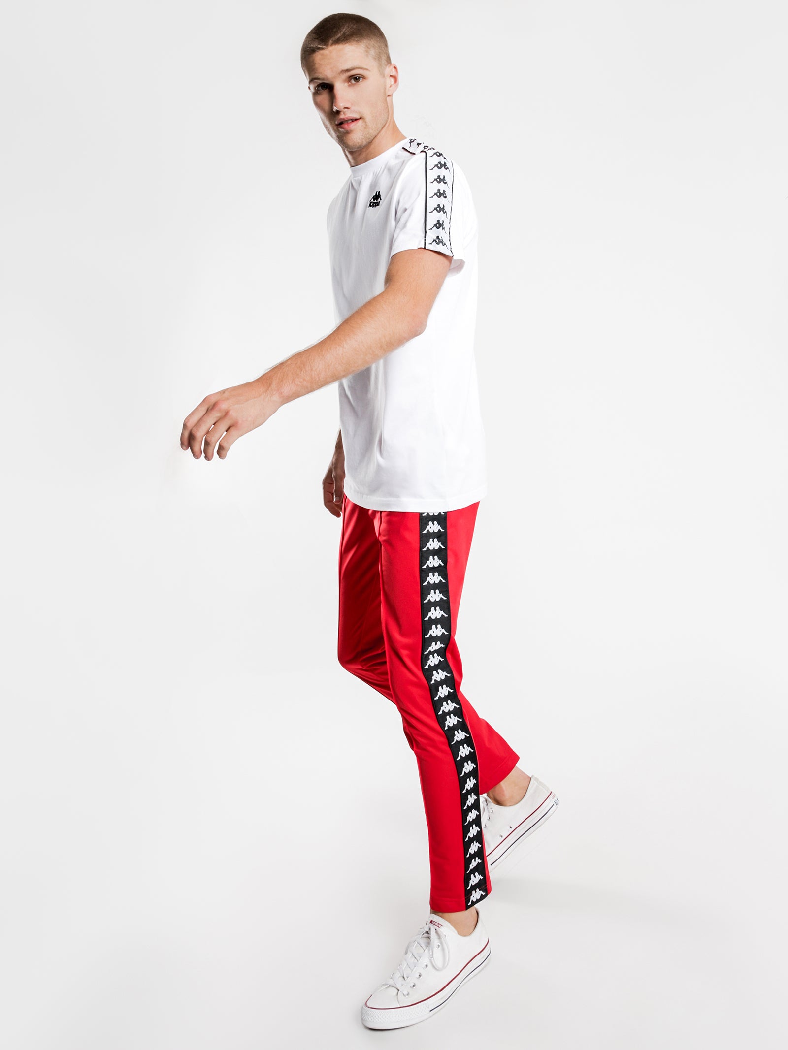 222 Banda Astoria Slim Track Pants in Red & Black