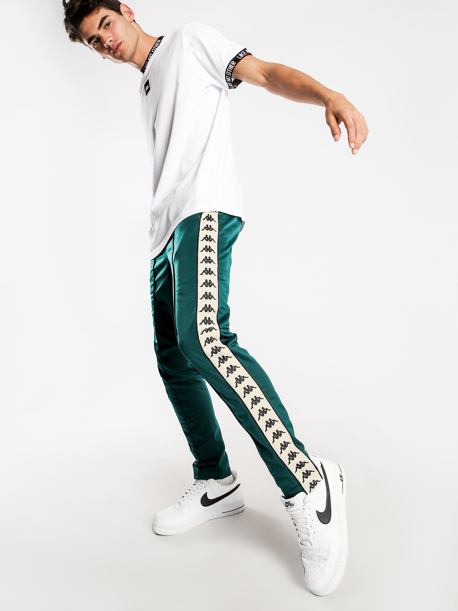 222 Banda Astoria Slim Track Pants in Green & Black