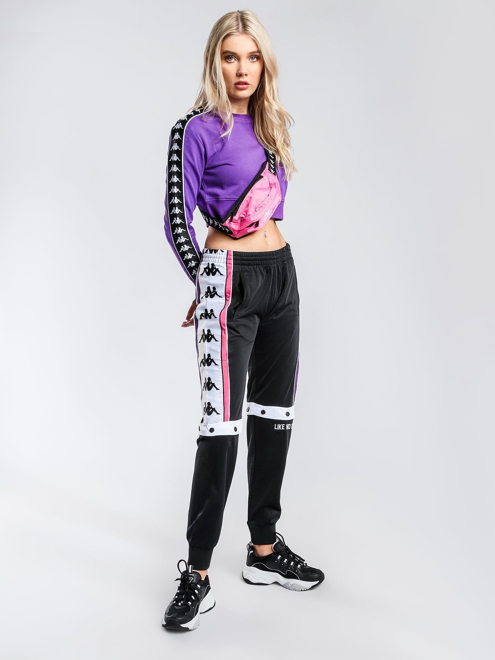 222 Banda AYS Cropped Sweatshirt in Violet Black & White